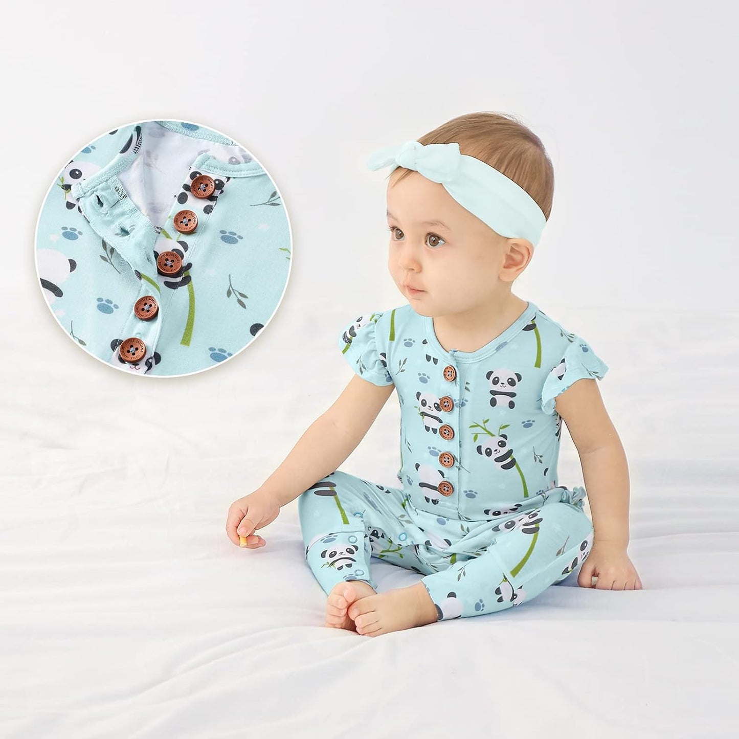 Baby Newborn Ruffled Cap Sleeve Button Snap One-Piece Baby Clothes Ffootless Ultra Soft Rompers 0-36 Months