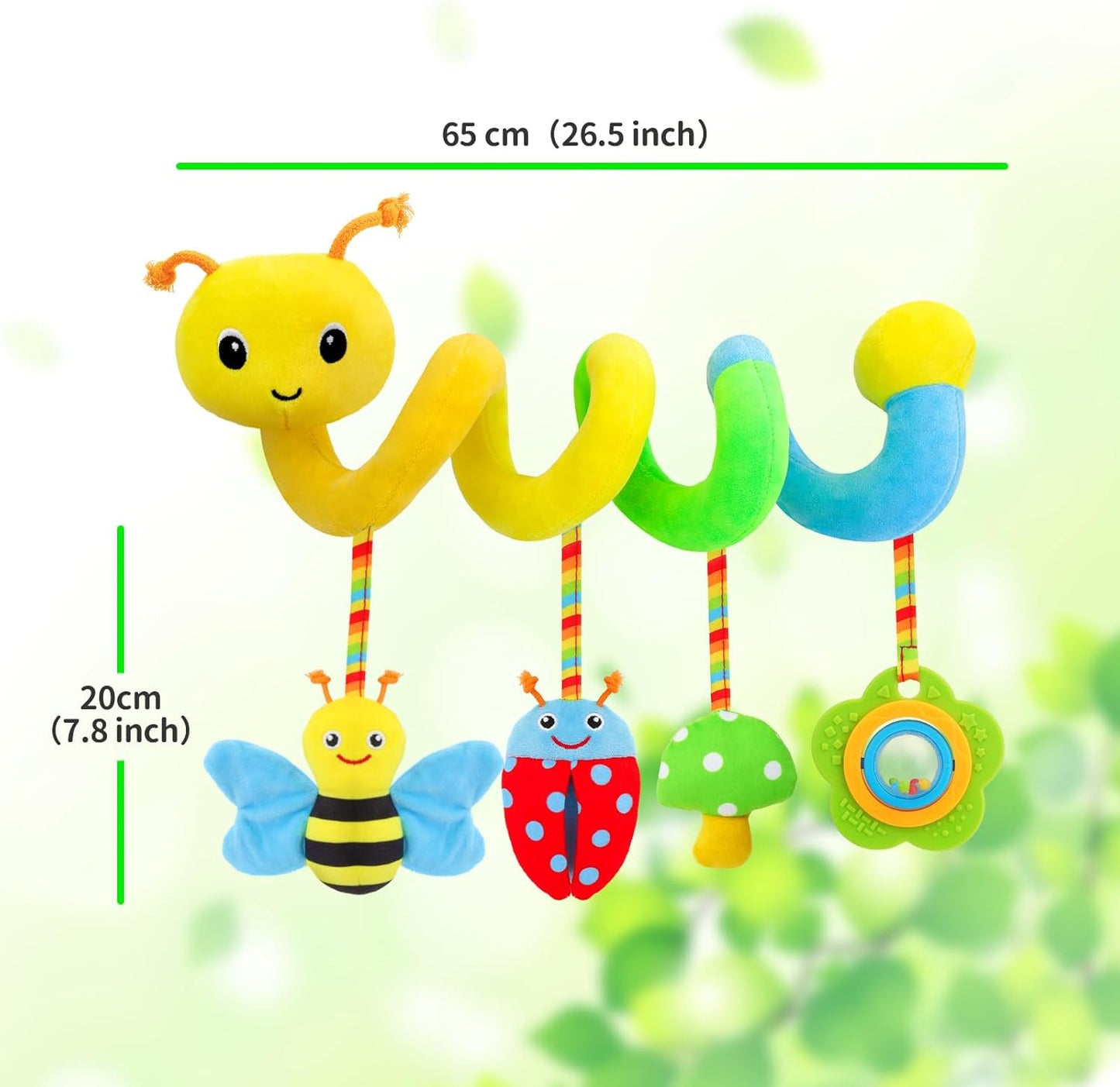 Car Seat Toys for Babies 0-6 Months Upgraded Version Spiral Car Seat & Stroller Activity Toy, Soft Plush Hanging Toys with Rattles, Best Gift for Ages 0 and Up