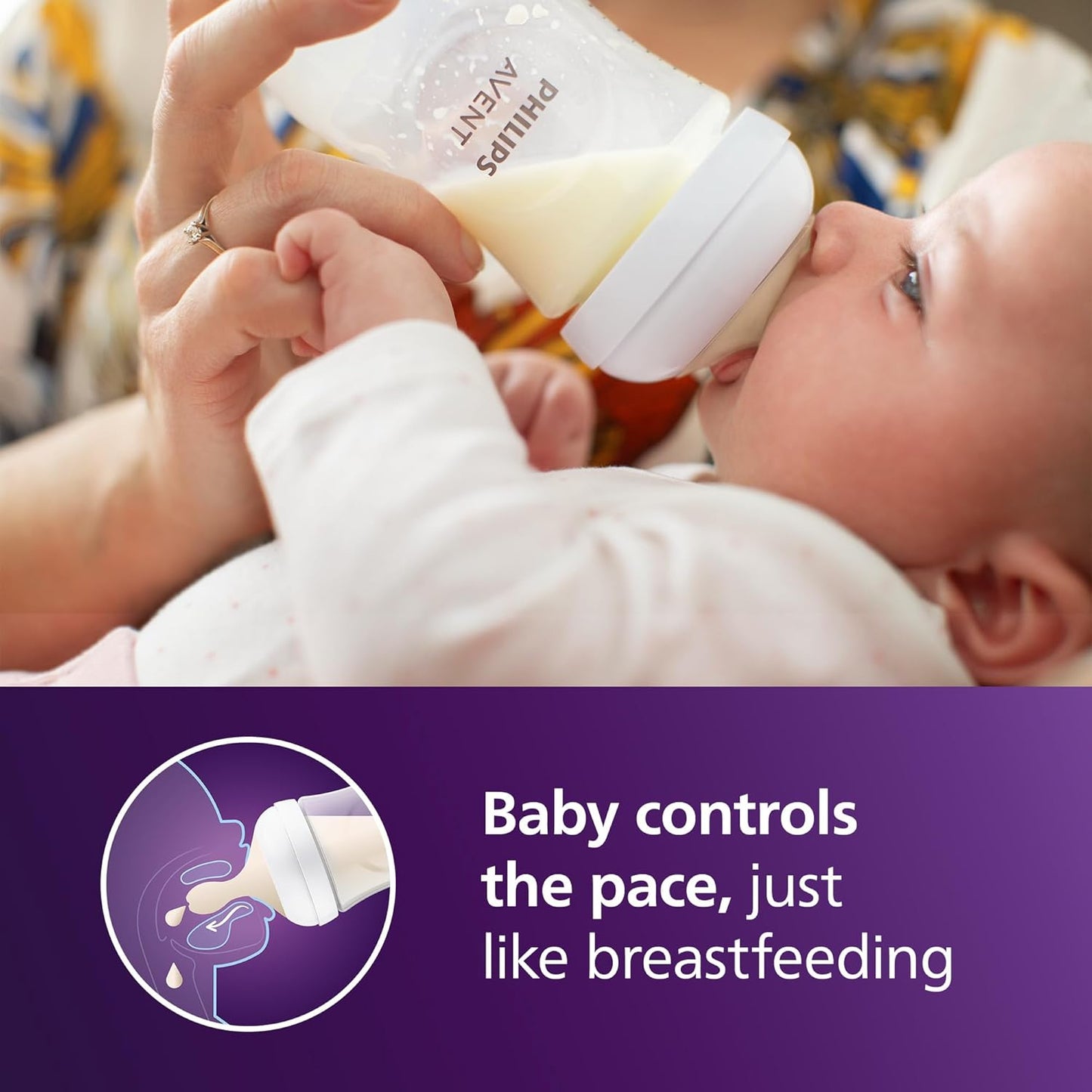 Philips Natural Baby Bottles with Medium Flow Natural Response Nipples, 9 oz, 4-Pack, Model SCY903/04