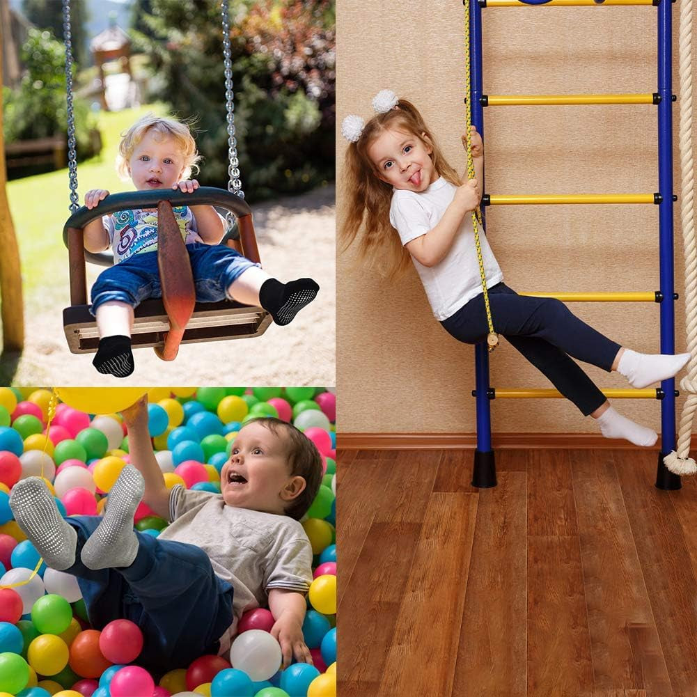 Baby Socks for Boys & Girls, 12 Pairs Non Slip anti Skid Sticky Cotton Socks, 0-7 Years