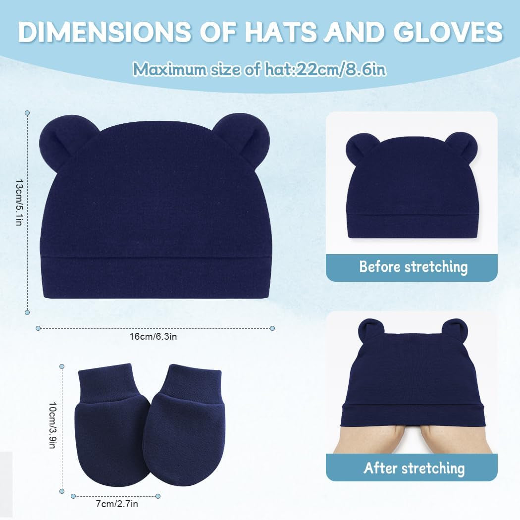 Cute Baby Mittens Newborn, No Scratch Baby Boy Mittens, Baby Girl Hat Gloves for Toddlers, Infant, Newborn