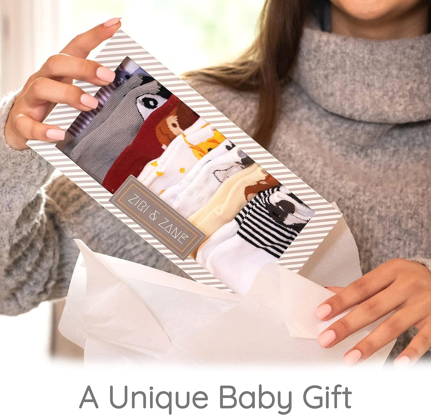 Baby Sock Gift Set - 7 Unique Pairs, Cute & Funny Unisex Newborn Gifts for Baby Showers & Registries