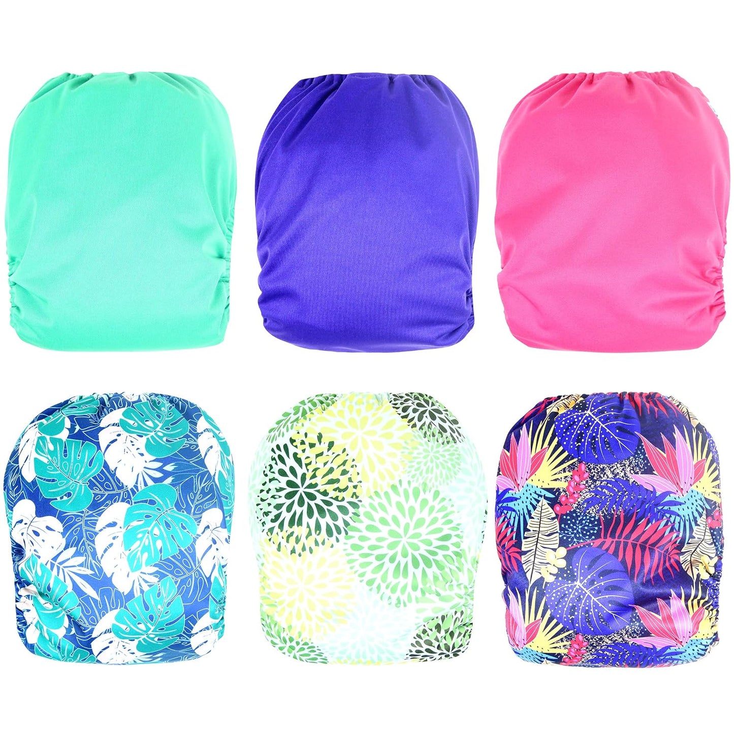 Cloth Diapers Reusable for Boys and Girls, Baby Diaper Cloth with Inserts & Wet Bag One Size (Floral)