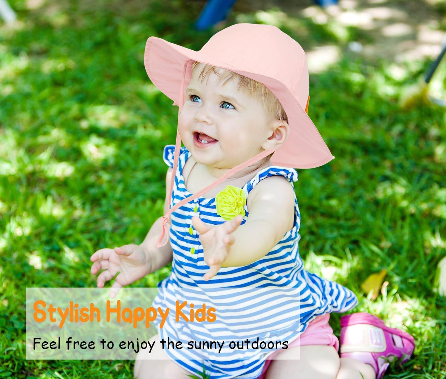 Baby Girl Sun Hat with UPF 50+ Outdoor Adjustable Toddler Beach Hat with Wide Brim Bucket Hats for Kids