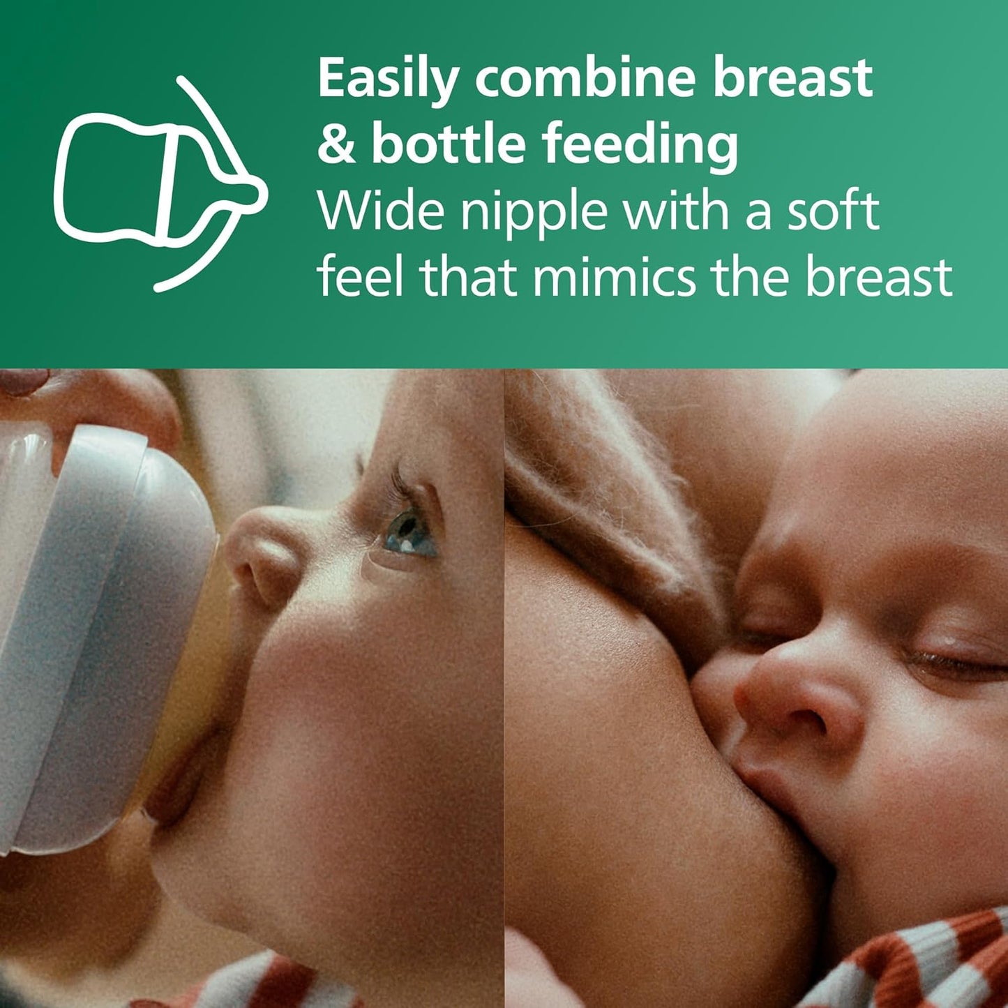 Philips Natural Glass Baby Bottles with Natural Response Nipples (Slow Flow, Flow 2), 4Oz, 4-Pack, SCY910/04
