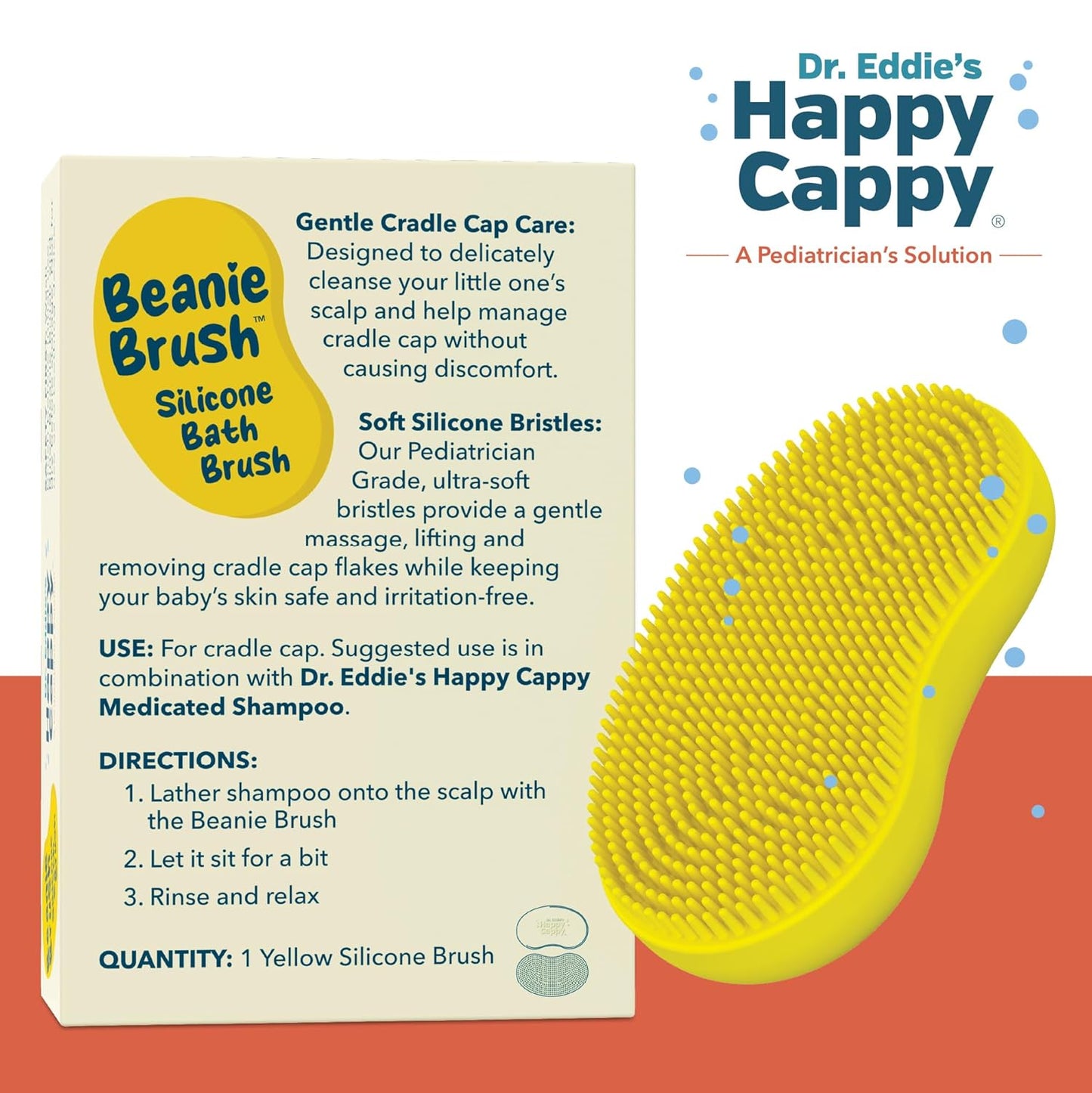 Beanie Brush - Cradle Cap Brush for Babies, Dry Skin Care, Gentle Exfoliating Baby Scalp Scrubber for Bathing, Helps Dandruff and Flakes, Food Grade Silicone, BPA Free