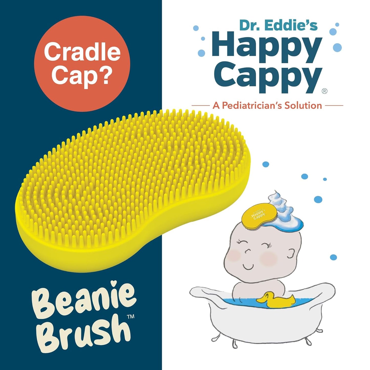 Beanie Brush - Cradle Cap Brush for Babies, Dry Skin Care, Gentle Exfoliating Baby Scalp Scrubber for Bathing, Helps Dandruff and Flakes, Food Grade Silicone, BPA Free