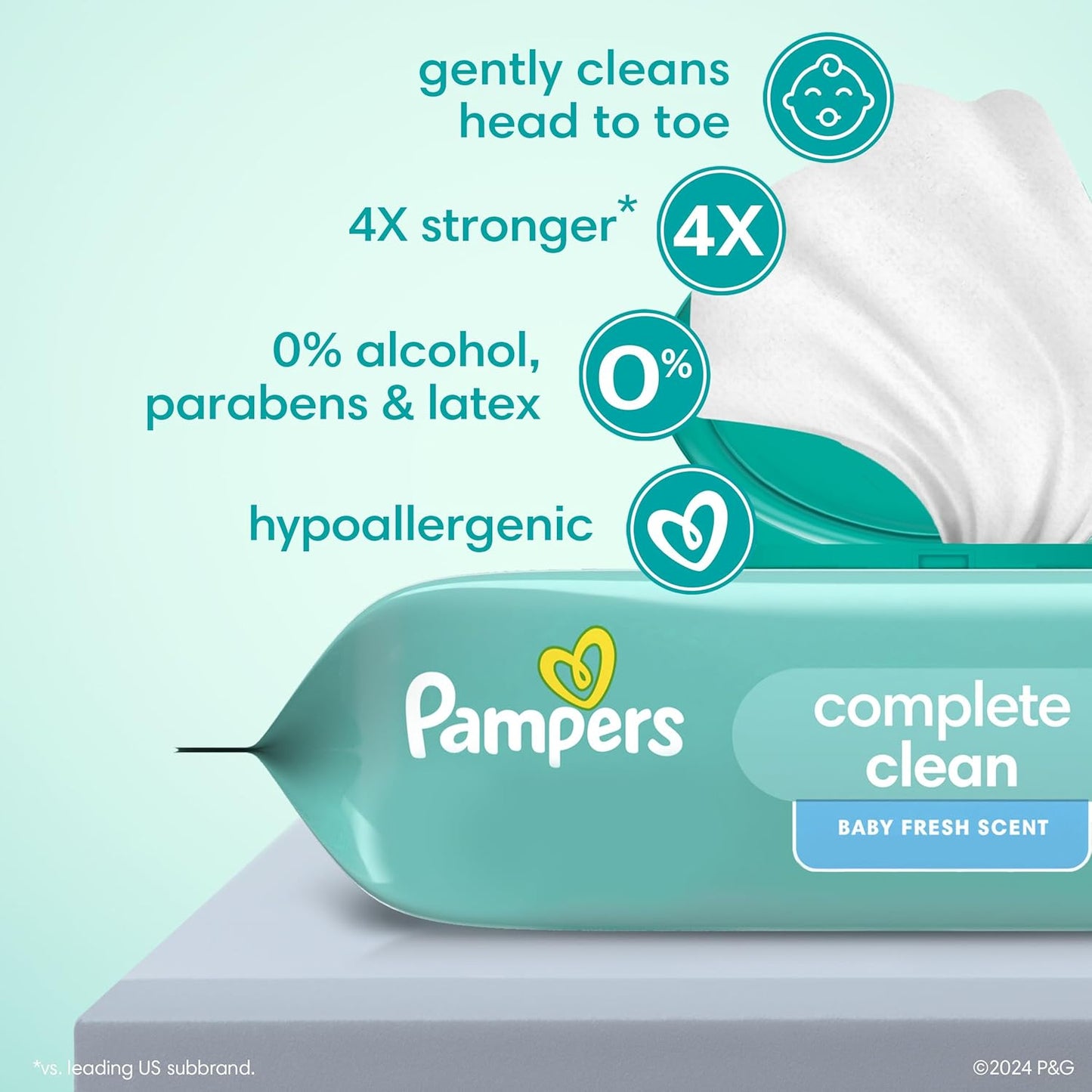 Baby Wipes, Complete Clean Baby Fresh Scented Wipe, Gently Cleans Head to Toe, 864 Total (12 Flip-Top Packs)
