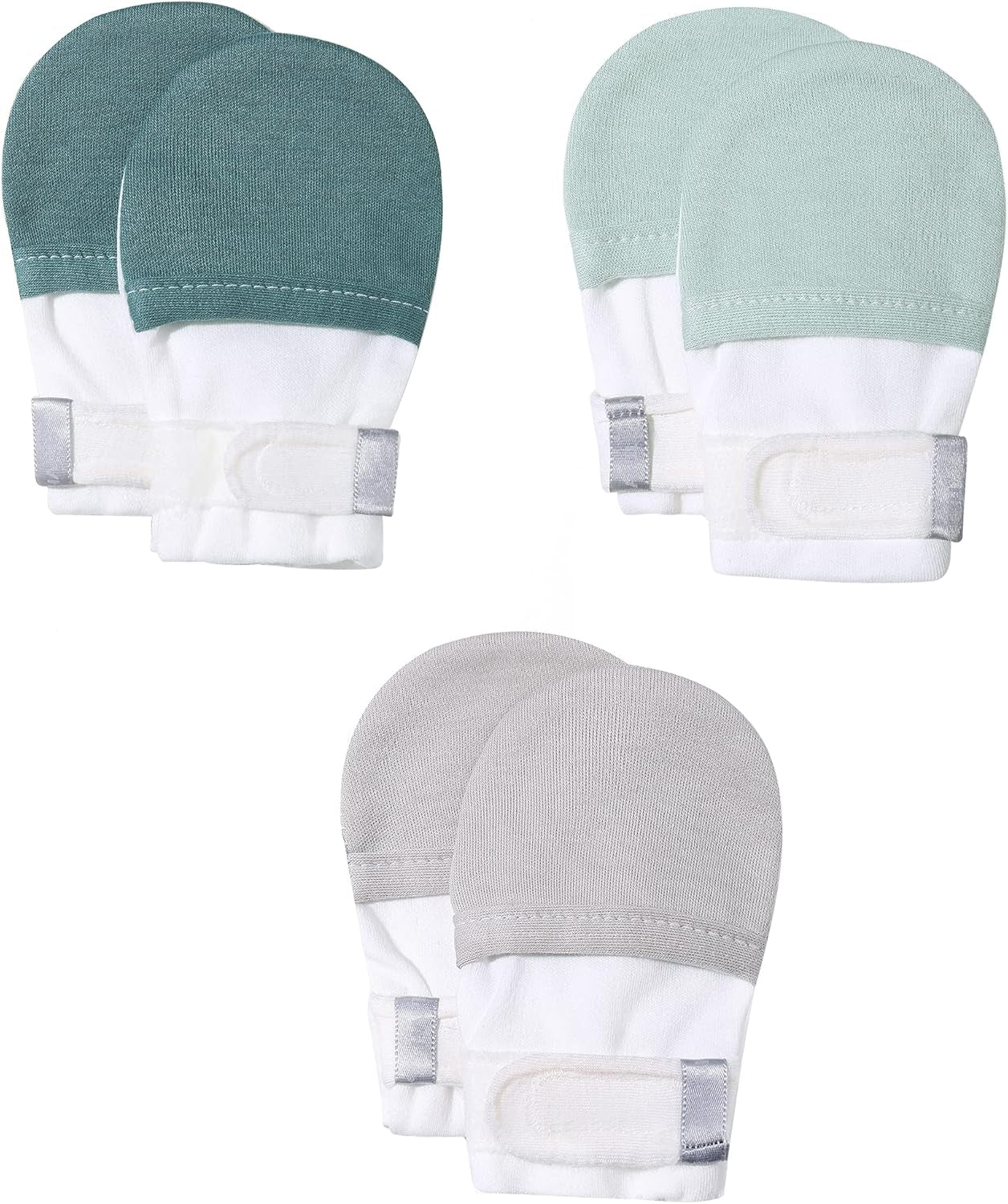 Baby No Scratch Mittens Stay On, 100% Cotton Breathable, Adjustable Infant Gloves for Boys Girls, Newborn - 12 M