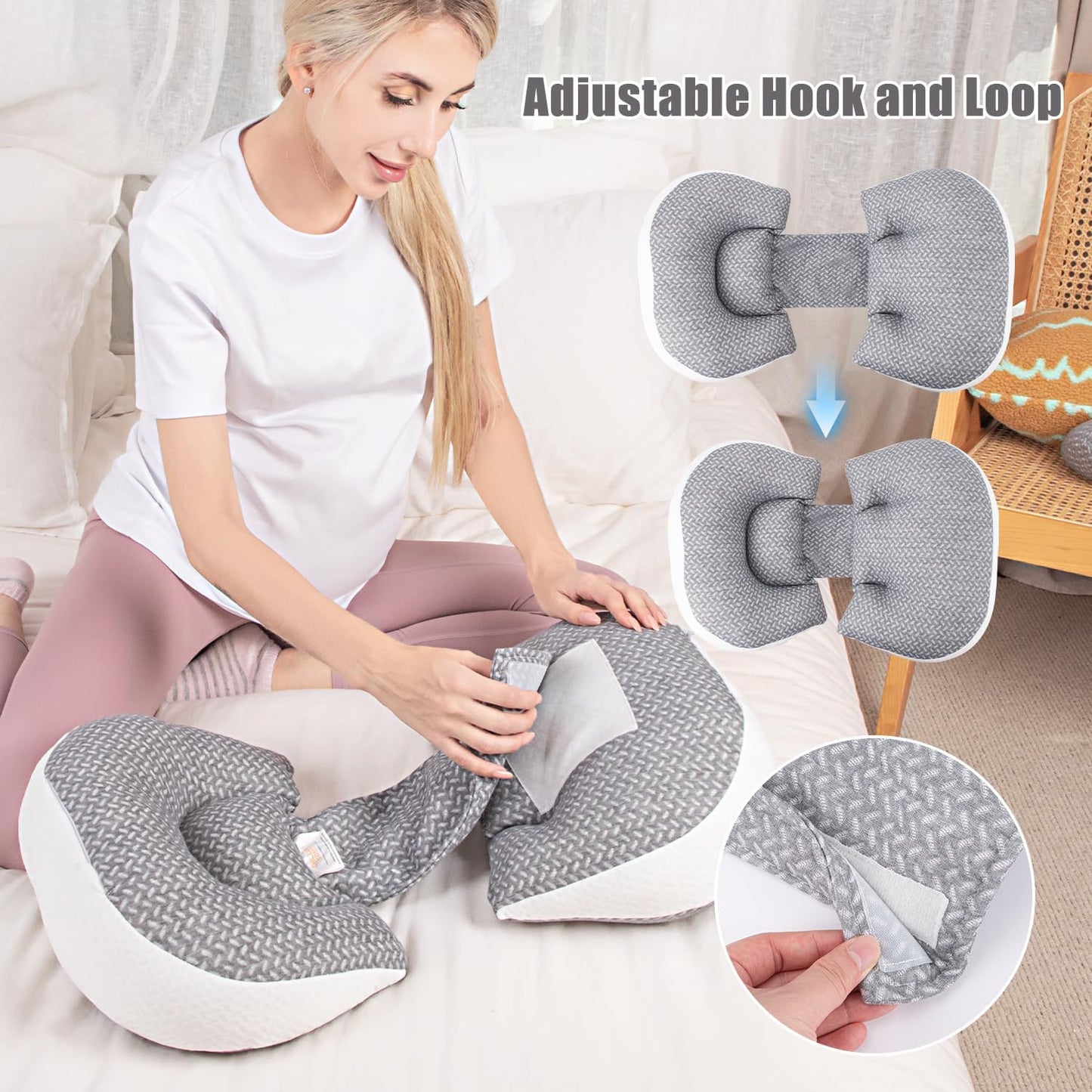 Pregnancy Pillow, Maternity Pillow for Pregnant Women, Pregnancy Pillows for Sleeping Portable, Pregnancy Wedge Pillow, Body Pillow Support for Back, Belly, Waist, Grey