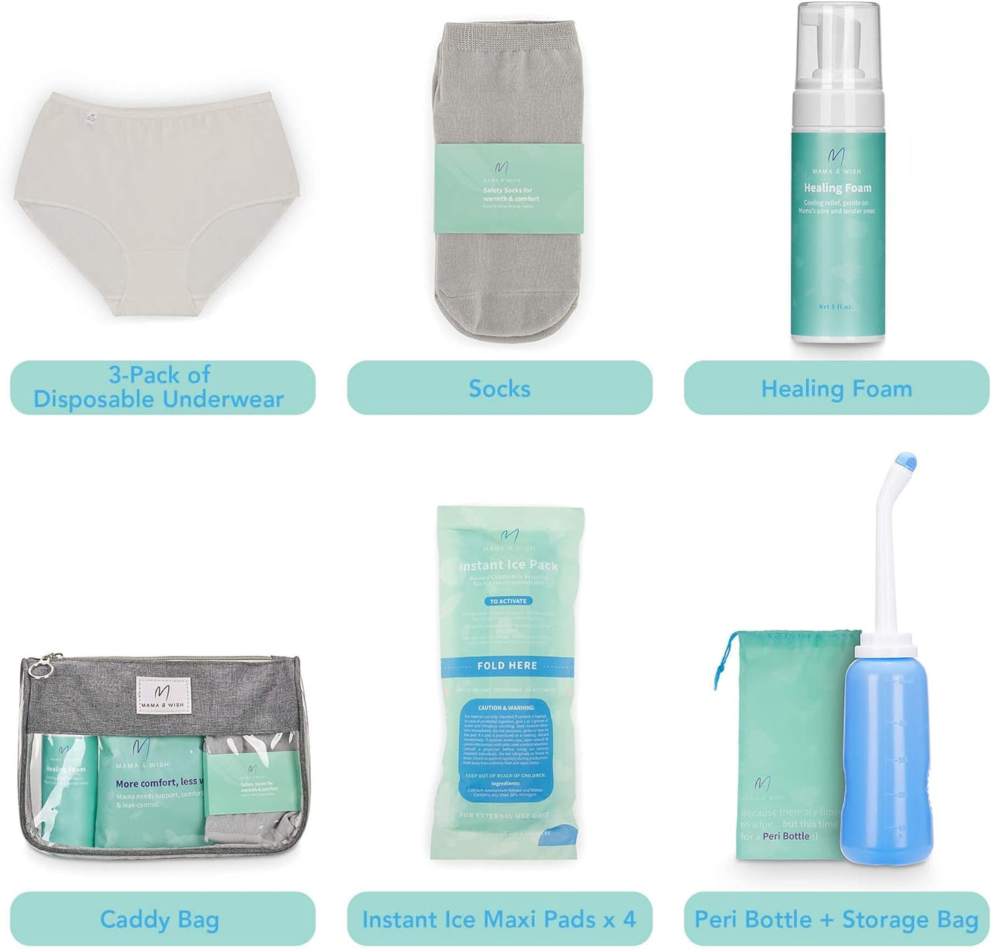 Postpartum Recovery Kit - Includes Peri Bottle, Comfy Garments & Essentials for Women after Birth