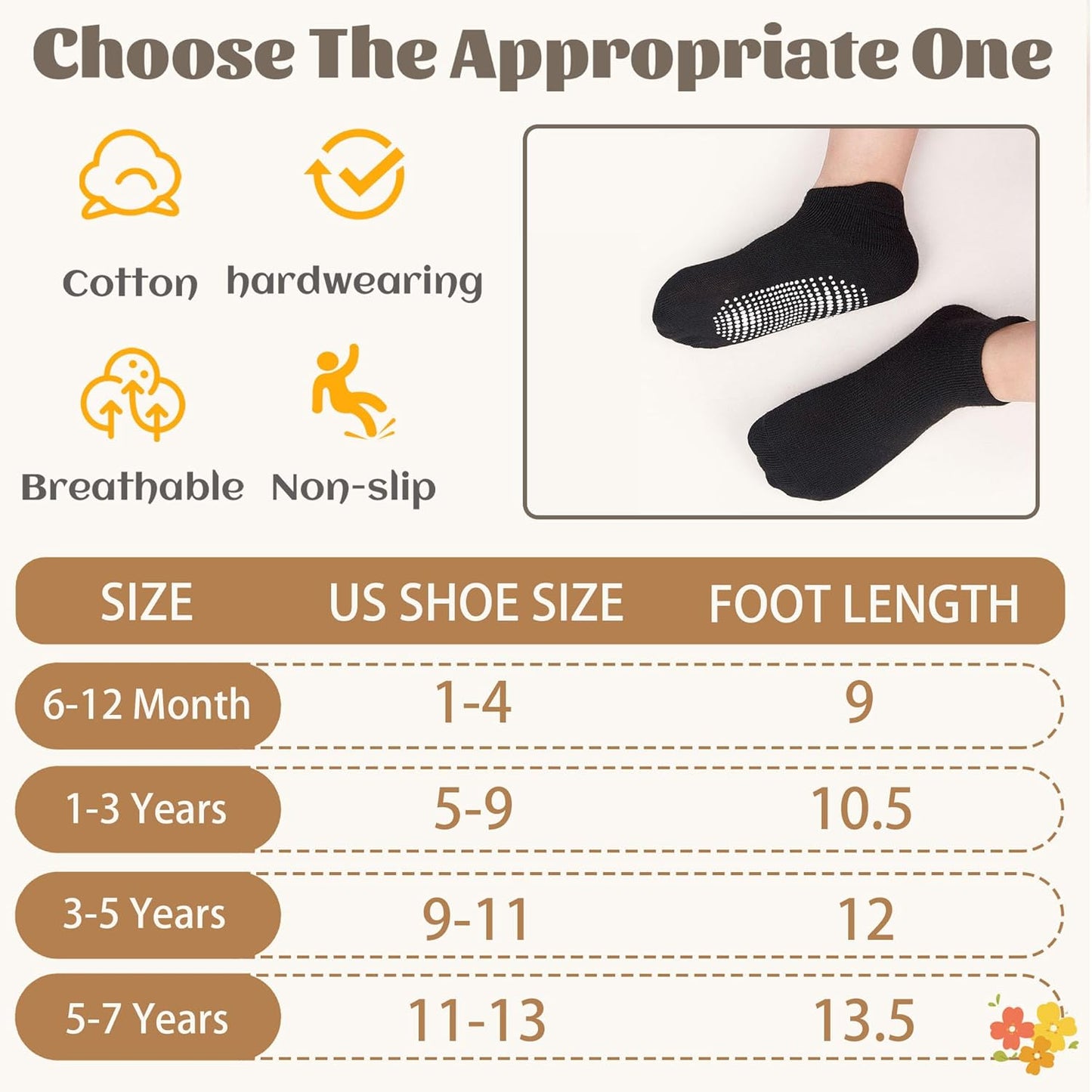 Non-Slip Toddler Socks 15 Pairs Non Skid Low Cut Socks for 1-7 Years anti Skid Ankle Sock for Baby Kids Boys Girls