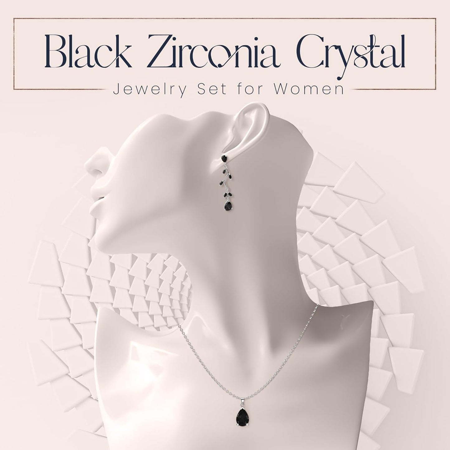 Jewelry Sets Zirconia Crystals Teardrop Necklace and Earrings Set Costume Jewelry for Women Wedding Party White Gold Plated