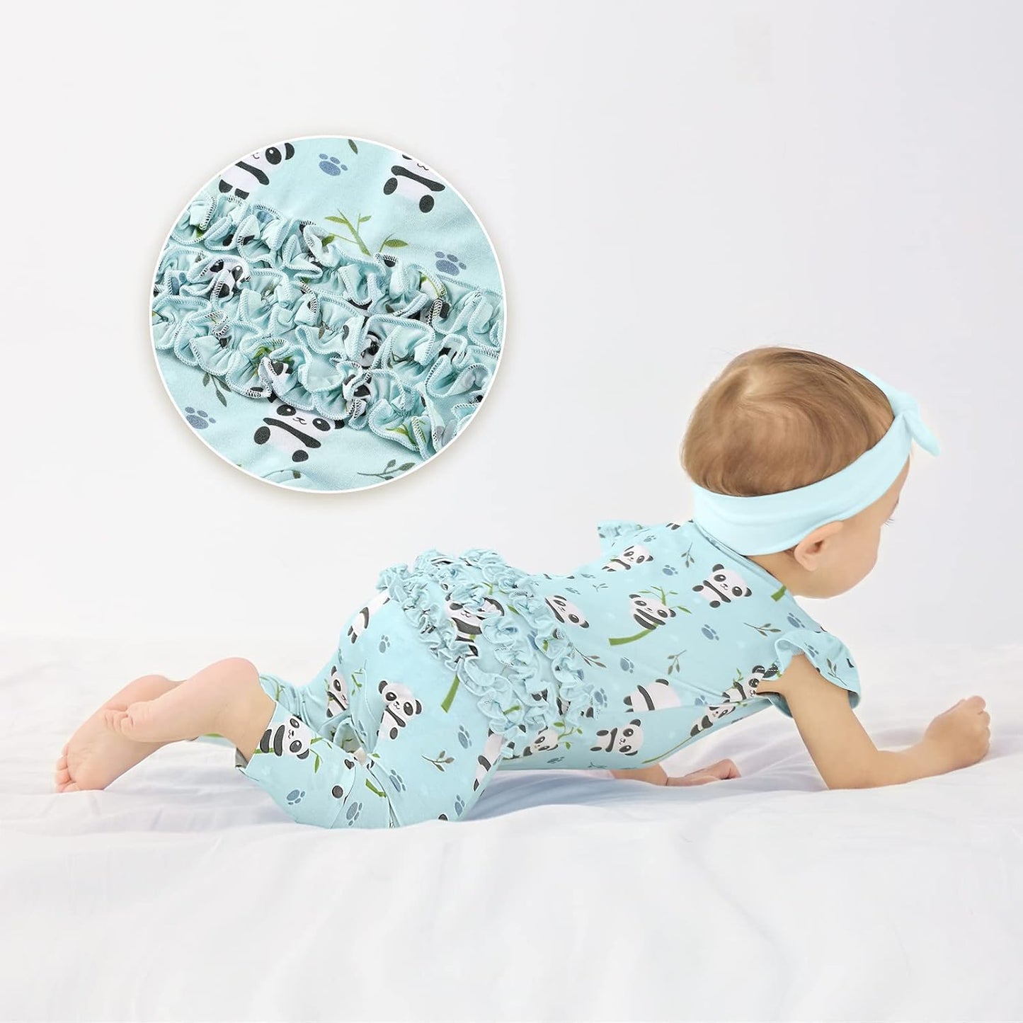 Baby Newborn Ruffled Cap Sleeve Button Snap One-Piece Baby Clothes Ffootless Ultra Soft Rompers 0-36 Months
