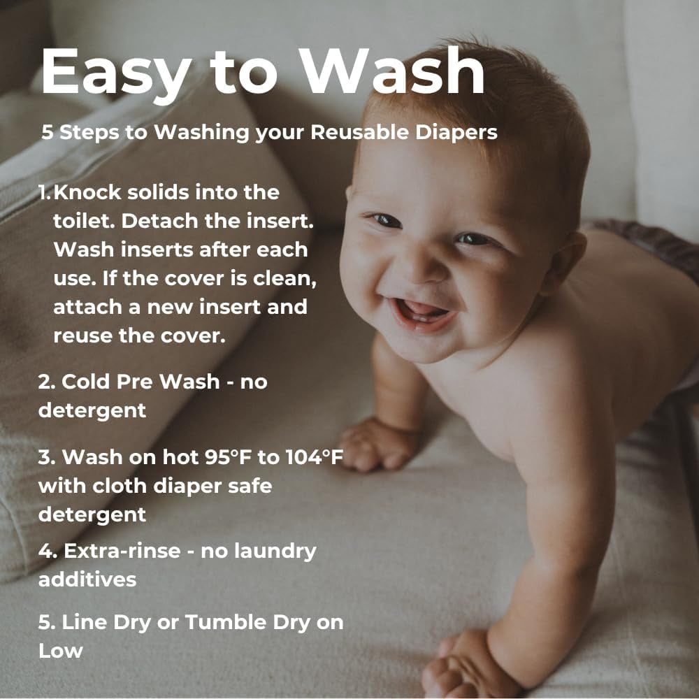 Cloth Diaper Cover, Washable Reusable Diaper Cover with Snap Closure, Flat or Fitted - 7 Pack with Wet Bag - Hickory