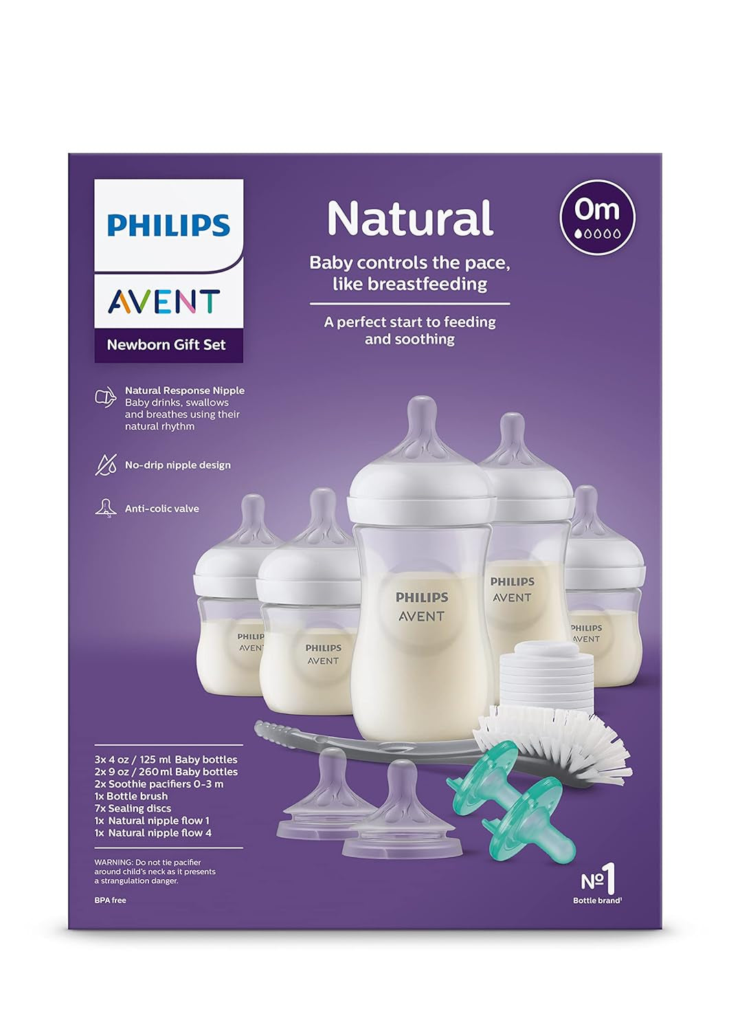 Philips Natural Baby Bottle with Natural Response Nipple, Newborn Baby Gift Set, SCD838/02