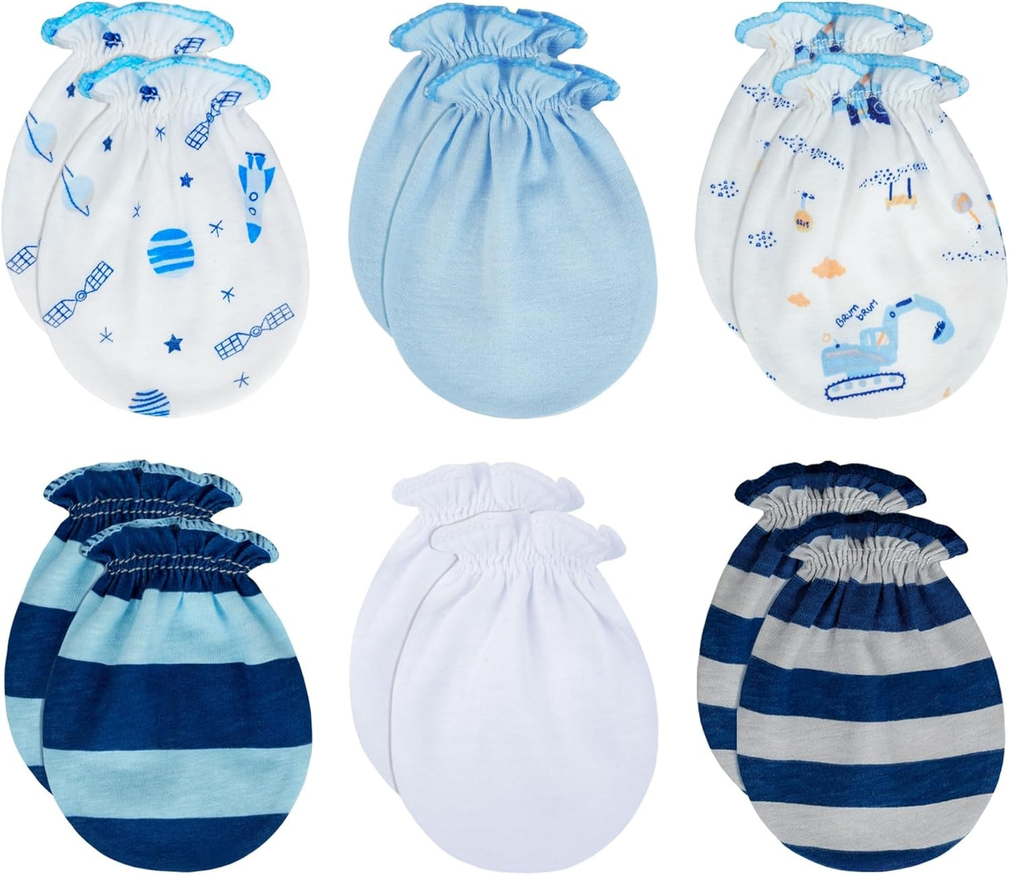 No Scratch Mittens and Caps 100% Cotton for Newborn Baby 0-6 Months Boys Girls