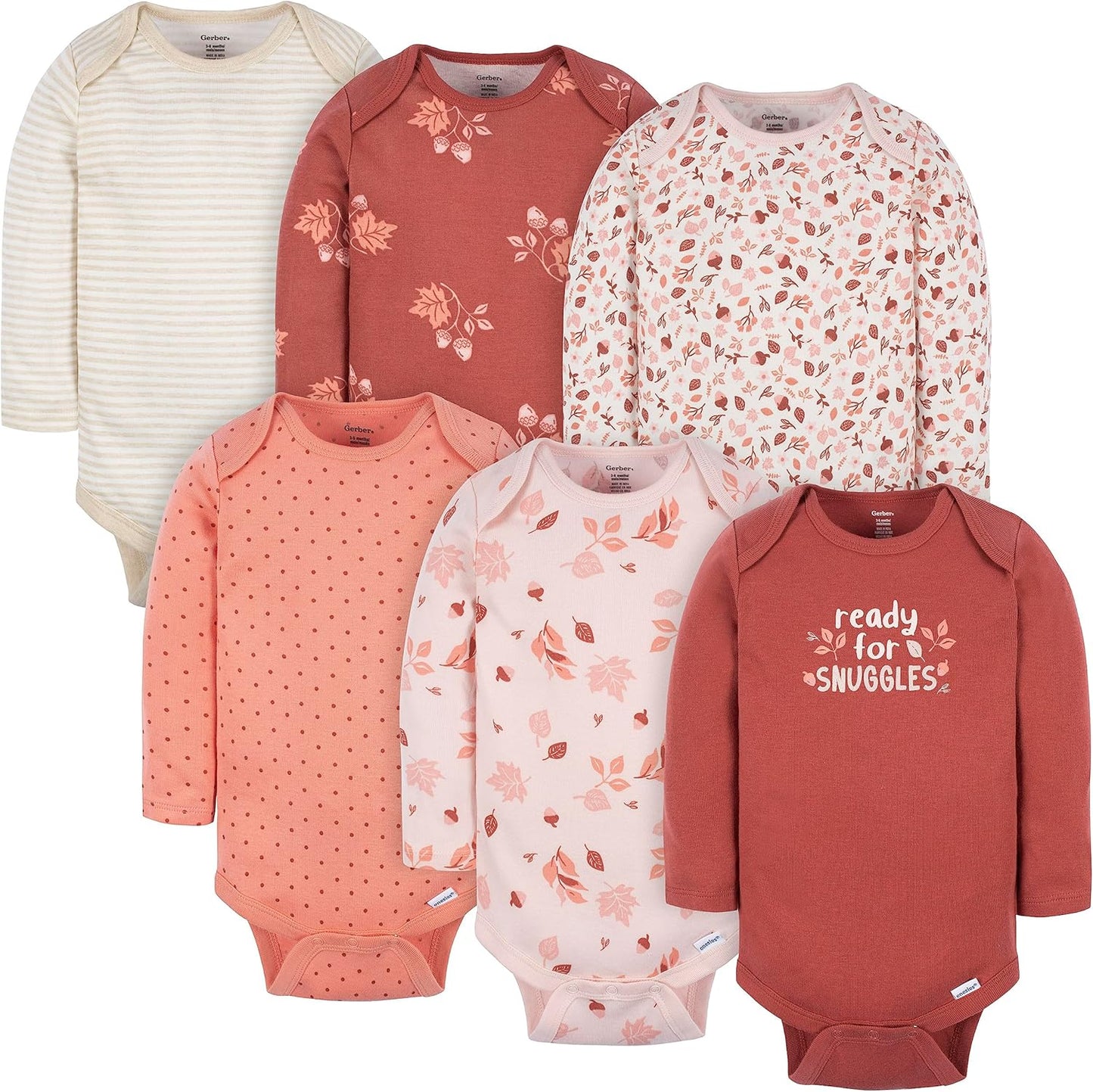Baby Girls' 6-Pack Long-Sleeve Onesies Bodysuits