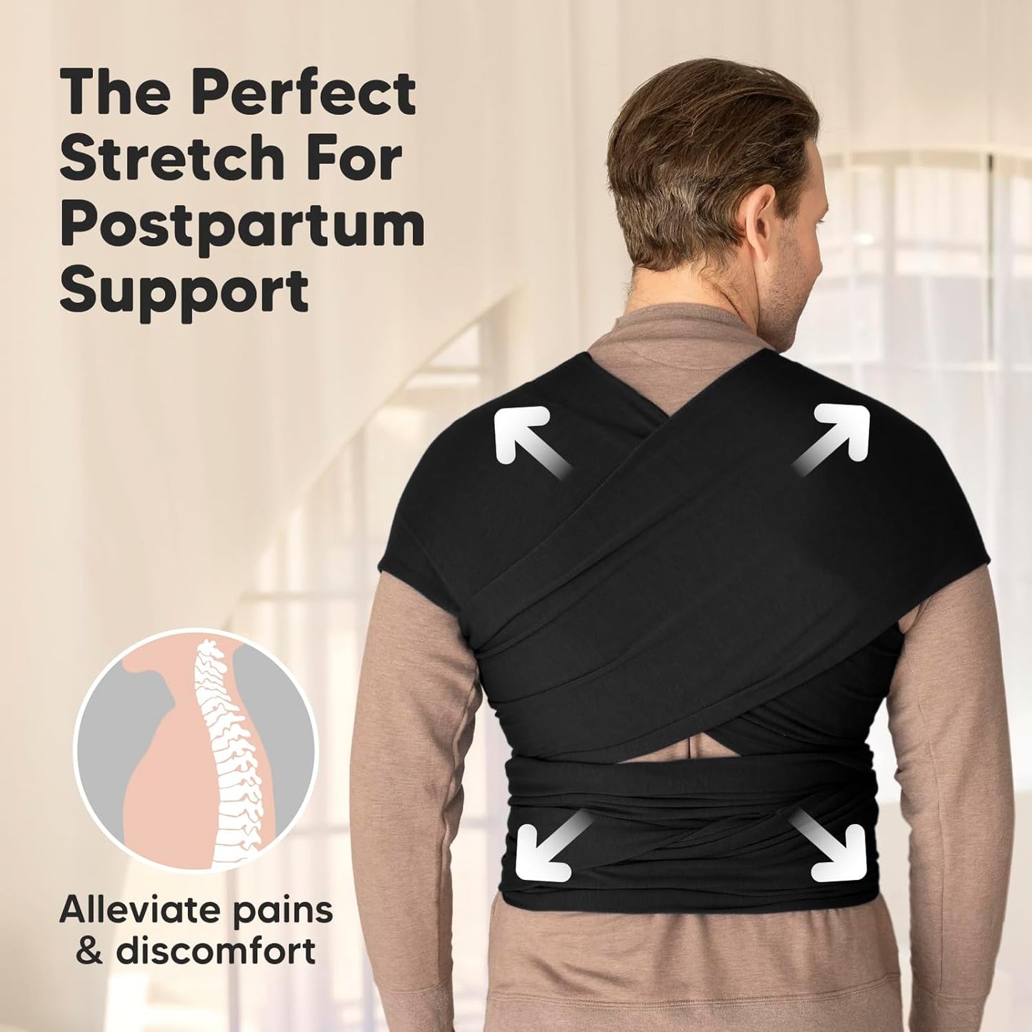 Baby Wrap Carrier - All in 1 Original Baby Carrier Newborn to Toddler Sling, Easy to Wear, Hands Free Bonding, Lightweight, Breathable Infant Wraps (Trendy Black)