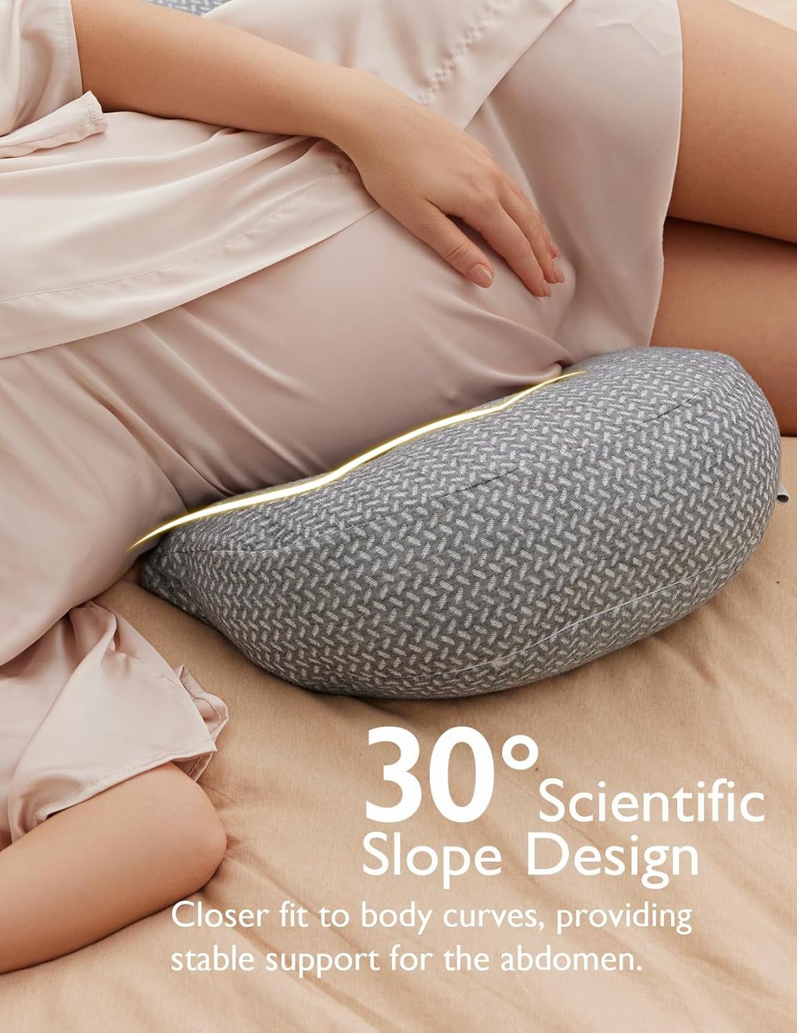 Portable Pregnancy Pillow – W Shaped Maternity Support for Side Sleepers, Adjustable Travel Wedge Pillow for Back, Belly, and Hip Relief, Ideal for Pregnant Women, Deep Grey