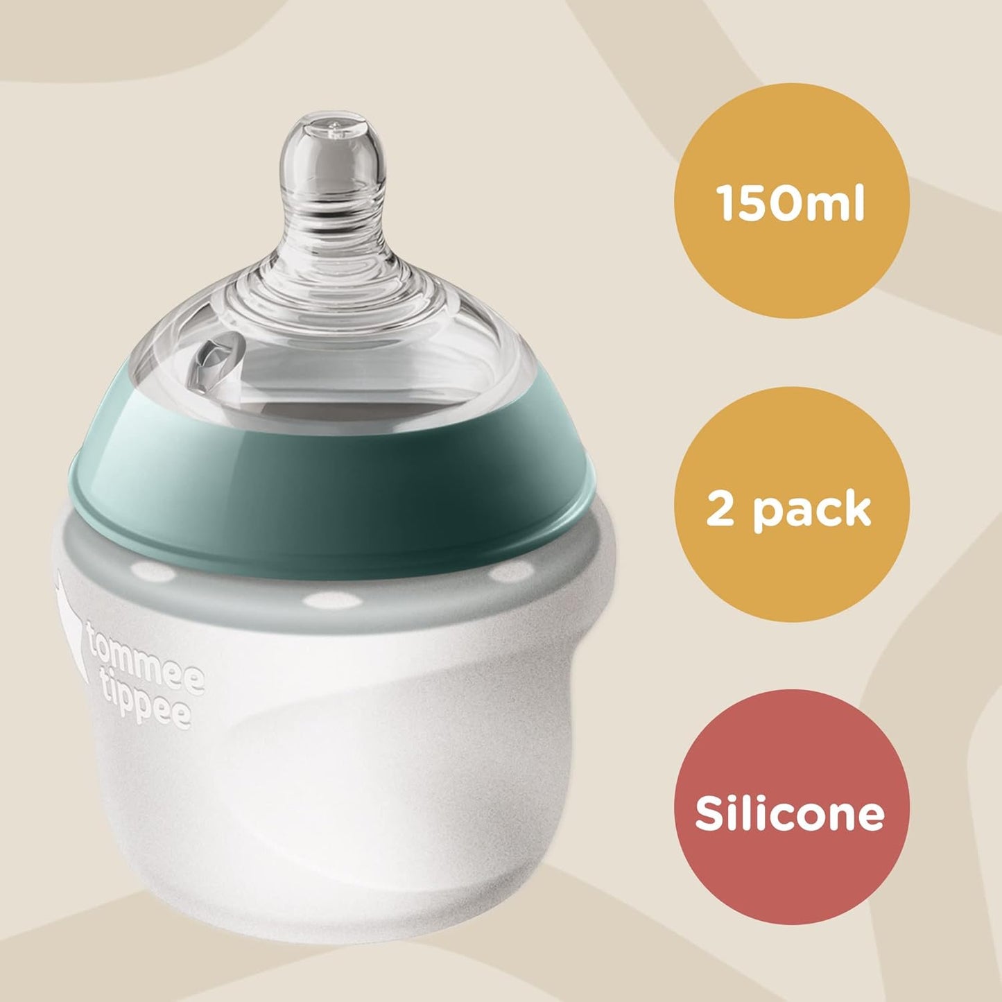 Natural Start anti Colic BPA Free Silicone Baby Bottles, 5Oz, Newborn 0+ Months, Silicone Feels like Mother'S Skin, Slow Flow Breast-Like Teat, Pack of 2