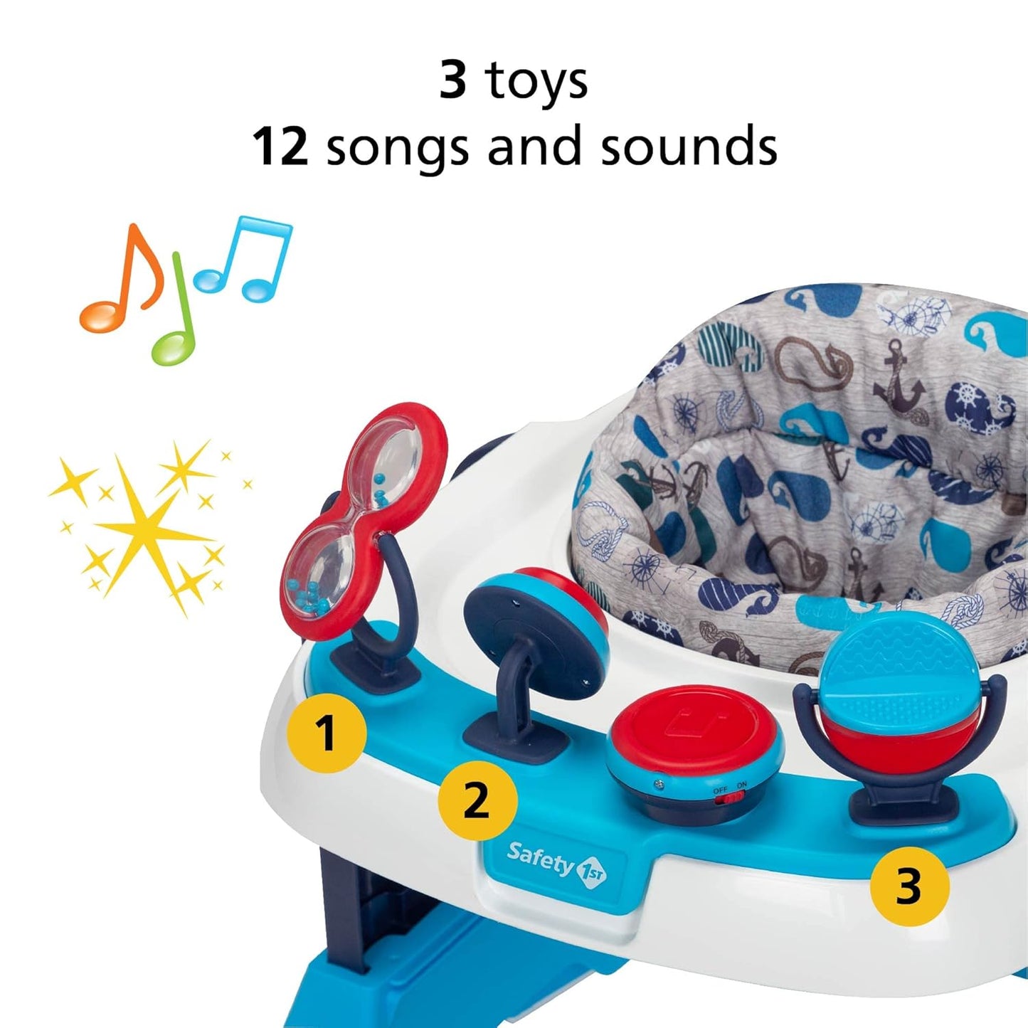 Ready, Set, Walk Dx Developmental Baby Walker with Wheels, Baby Toys, Nantucket