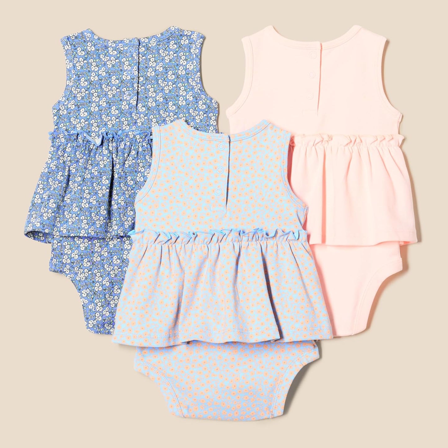 Baby Girls' Sleeveless Bodysuit Dress, Pack of 3