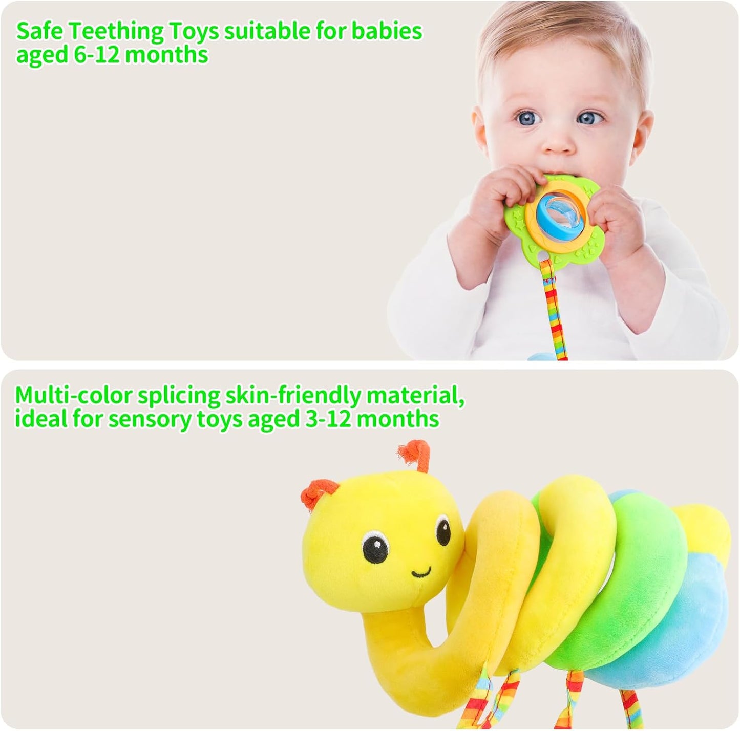 Car Seat Toys for Babies 0-6 Months Upgraded Version Spiral Car Seat & Stroller Activity Toy, Soft Plush Hanging Toys with Rattles, Best Gift for Ages 0 and Up