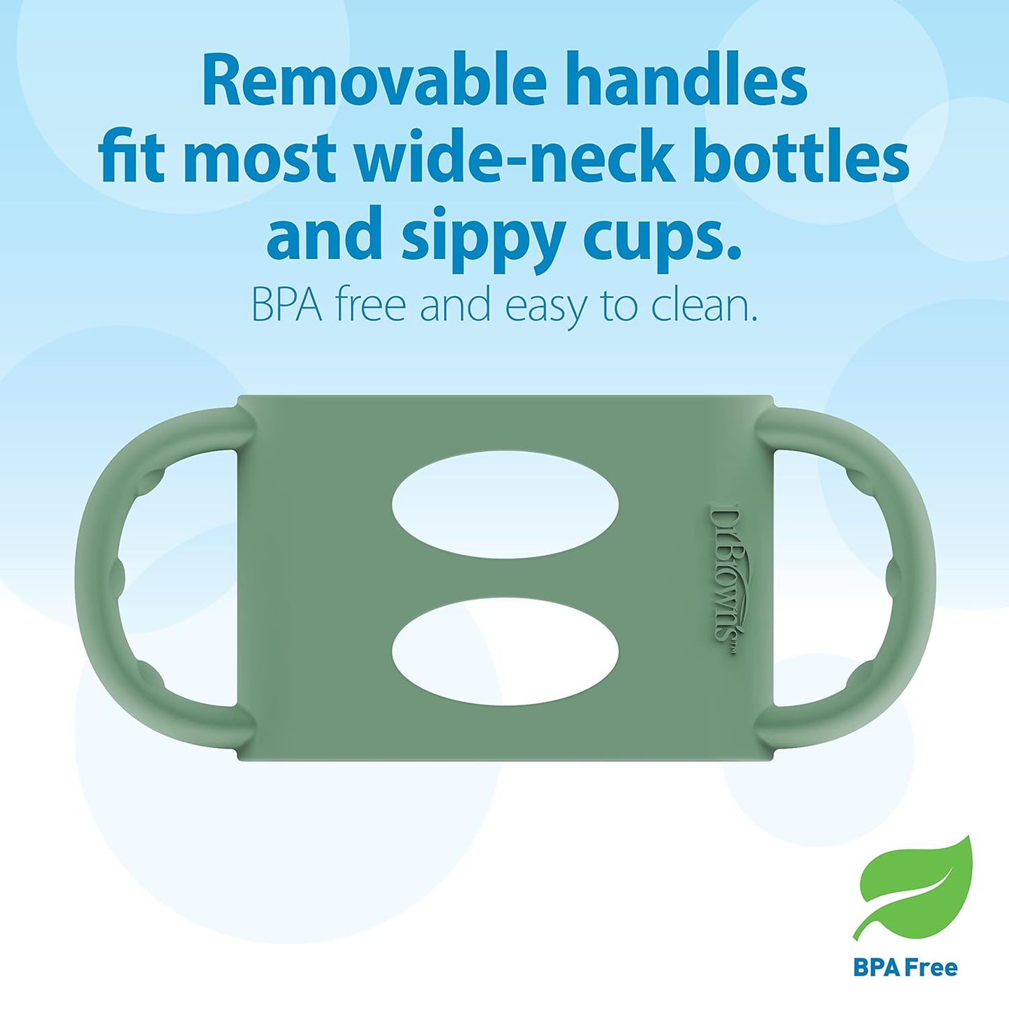 Milestones Wide-Neck Sippy Spout Bottle with 100% Silicone Handles, Easy-Grip Handles with Soft Sippy Spout, 9Oz/270Ml, Green & Gray, 2-Pack, 6M+