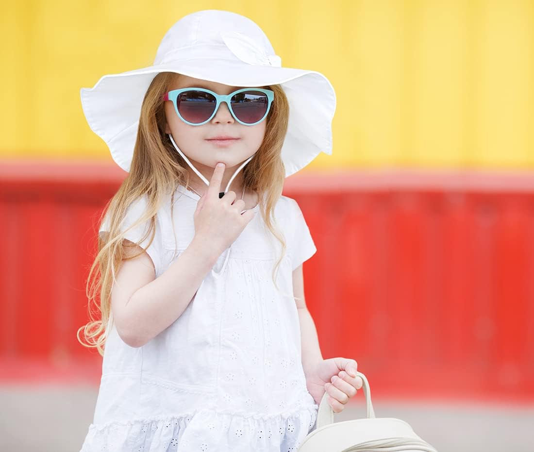 Baby Girl Sun Hat with UPF 50+ Outdoor Adjustable Beach Hat with Wide Brim Bucket Hats