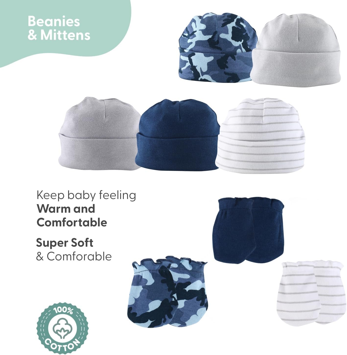 Baby Layette Gift Set for Baby Boys - 23 Piece New Born Baby Boy Gift Set, Baby Clothes & Newborn Essentials Must Haves - Newborn Baby Boy Clothes 0-3 Months - Blue Camo