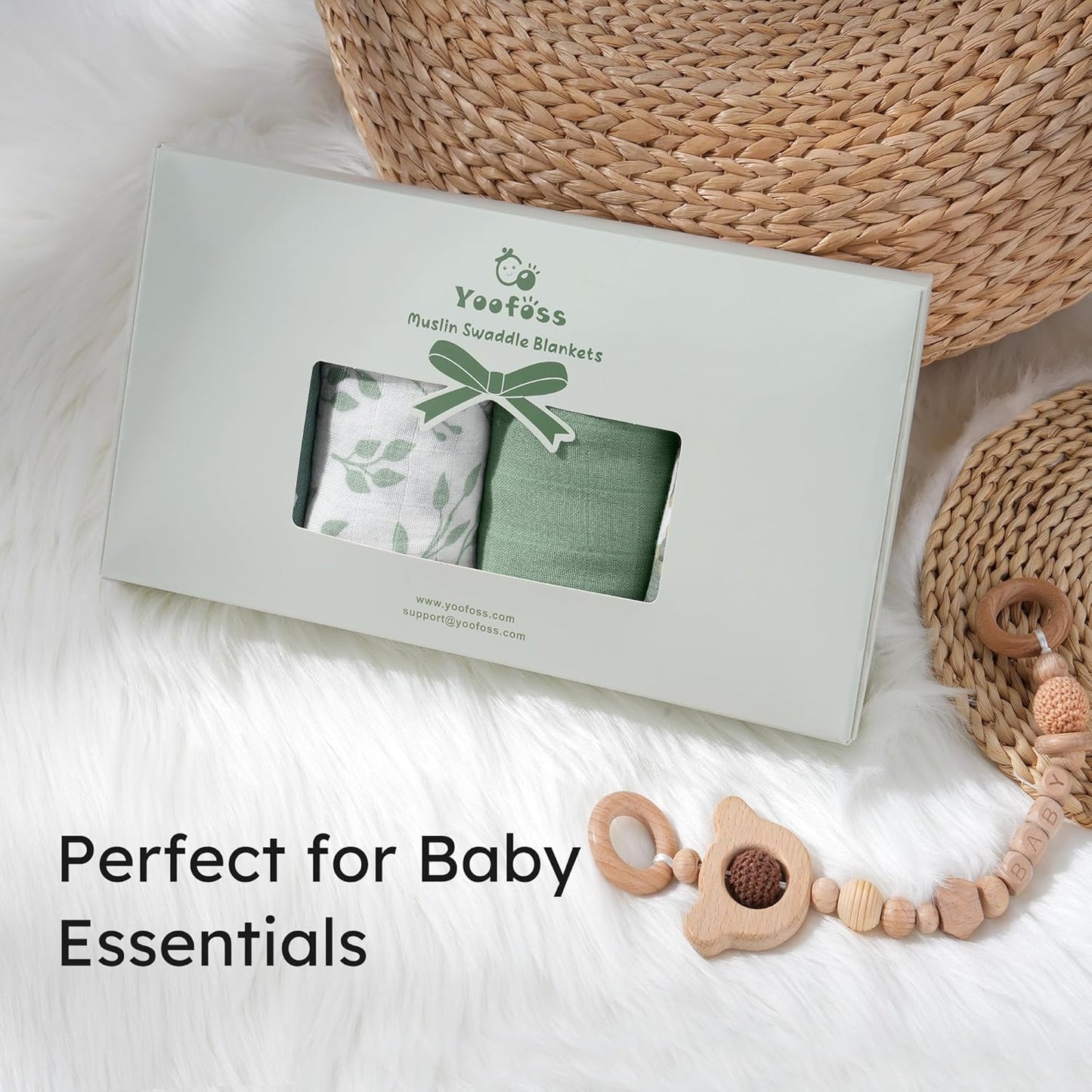 Muslin Swaddle Blankets, 4-Pack Receiving Blankets for Baby Boys and Girls, 47 X 47 Inches Baby Blanket Neutral Swaddle Wrap 70% Rayon from Bamboo and 30% Cotton