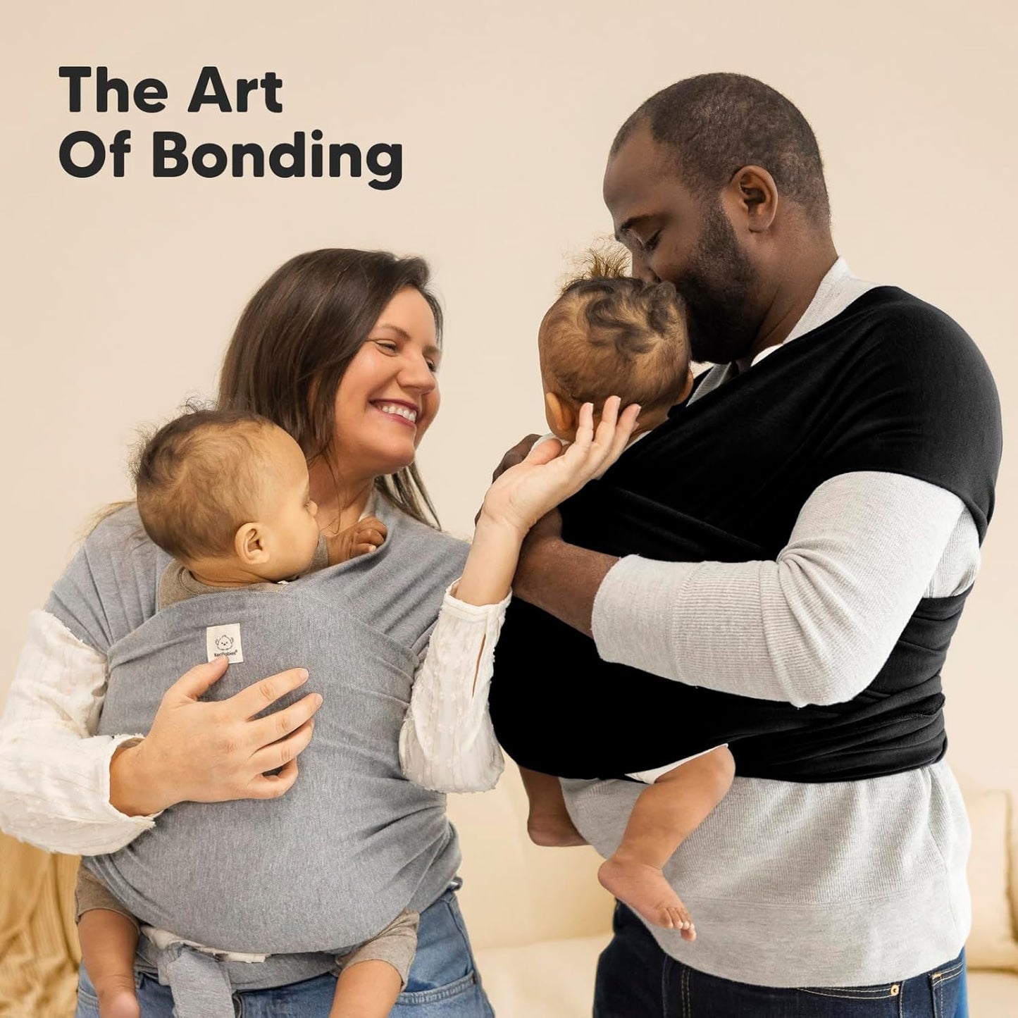Baby Wrap Carrier - All in 1 Original Baby Carrier Newborn to Toddler Sling, Easy to Wear, Hands Free Bonding, Lightweight, Breathable Infant Wraps (Trendy Black)