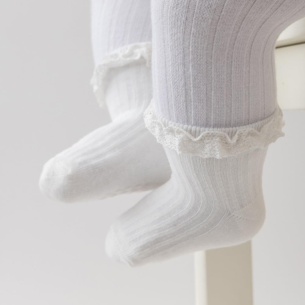 BQUBO Baby Girls Toddler anti Slip Socks - Cute Frilly Ruffle Grip Ankle Socks for Infant Toddler