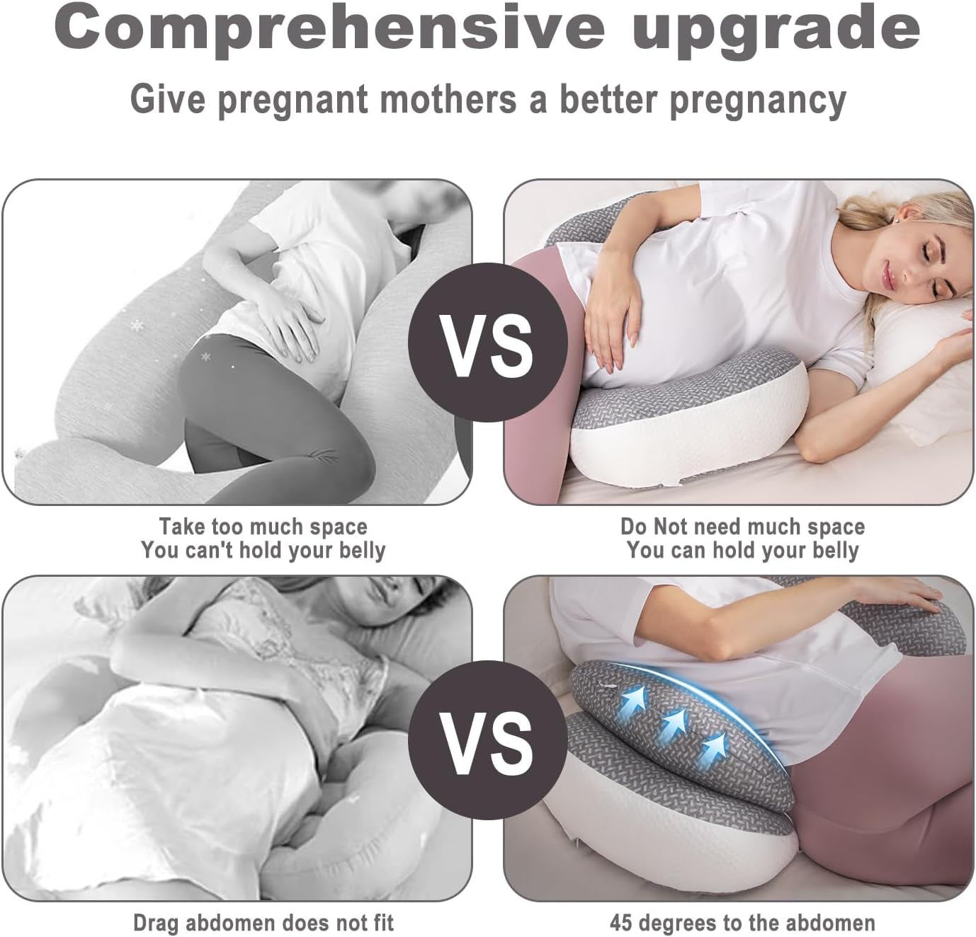 Pregnancy Pillow, Maternity Pillow for Pregnant Women, Pregnancy Pillows for Sleeping Portable, Pregnancy Wedge Pillow, Body Pillow Support for Back, Belly, Waist, Grey