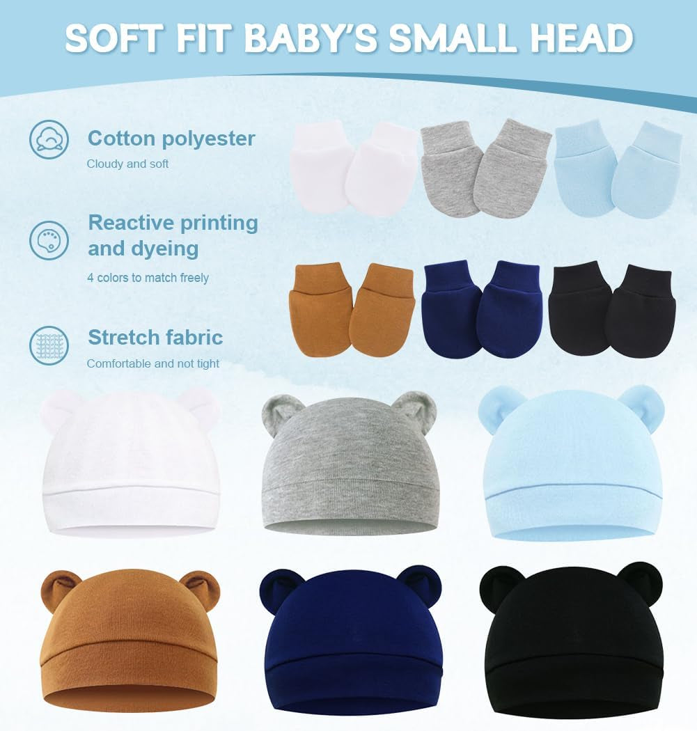 Cute Baby Mittens Newborn, No Scratch Baby Boy Mittens, Baby Girl Hat Gloves for Toddlers, Infant, Newborn