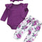 Newborn Baby Girl Clothes, Infant Girl Outfits Long Sleeve Ruffle Romper + Floral Pants + Headband Set