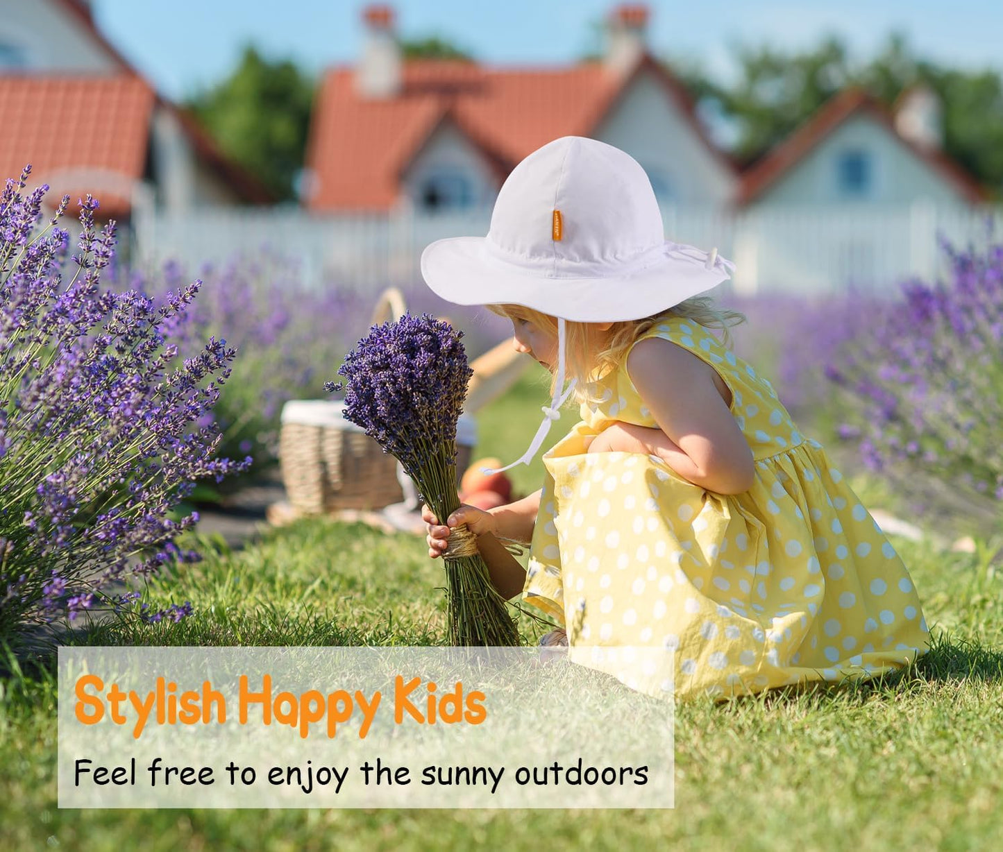 Baby Girl Sun Hat with UPF 50+ Outdoor Adjustable Toddler Beach Hat with Wide Brim Bucket Hats for Kids