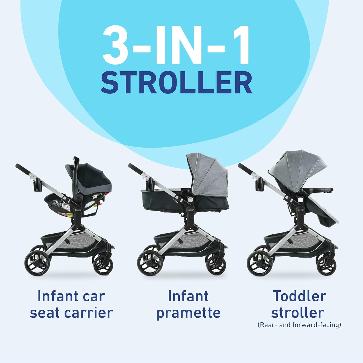 Modes Nest Travel System with Adjustable Reversible Seat, Pram Mode, Lightweight Aluminum Frame, and Snugride 35 Lite Elite Infant Car Seat, Sullivan