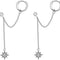 Star 925 Sterling Silver Double Piercing Earrings Huggie Cuff Chain for Women Teen Girls 2 Holes CZ Charm Dangle Drop Small Hoop Earrings Cartilage Climber Jewelry