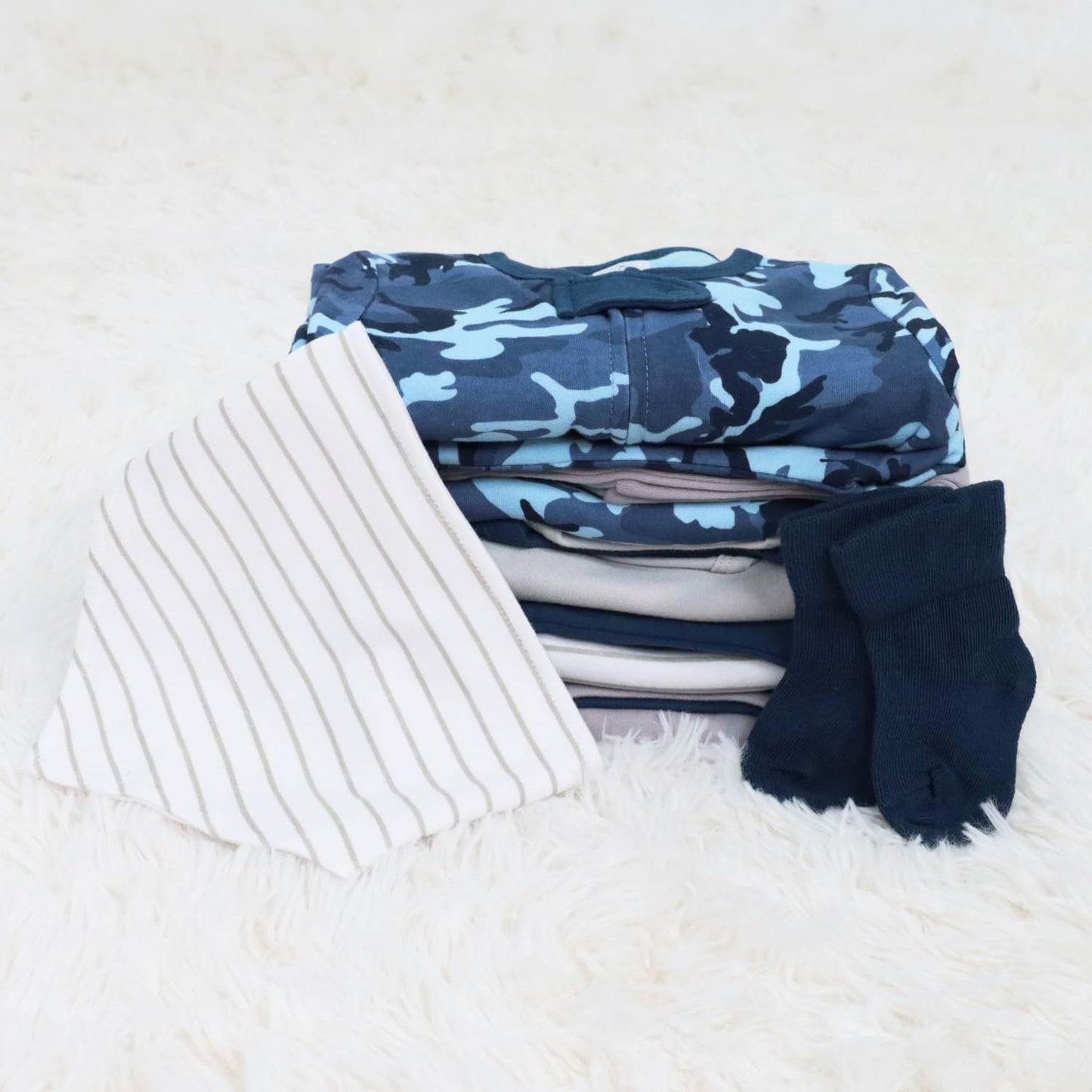 Baby Layette Gift Set for Baby Boys - 23 Piece New Born Baby Boy Gift Set, Baby Clothes & Newborn Essentials Must Haves - Newborn Baby Boy Clothes 0-3 Months - Blue Camo