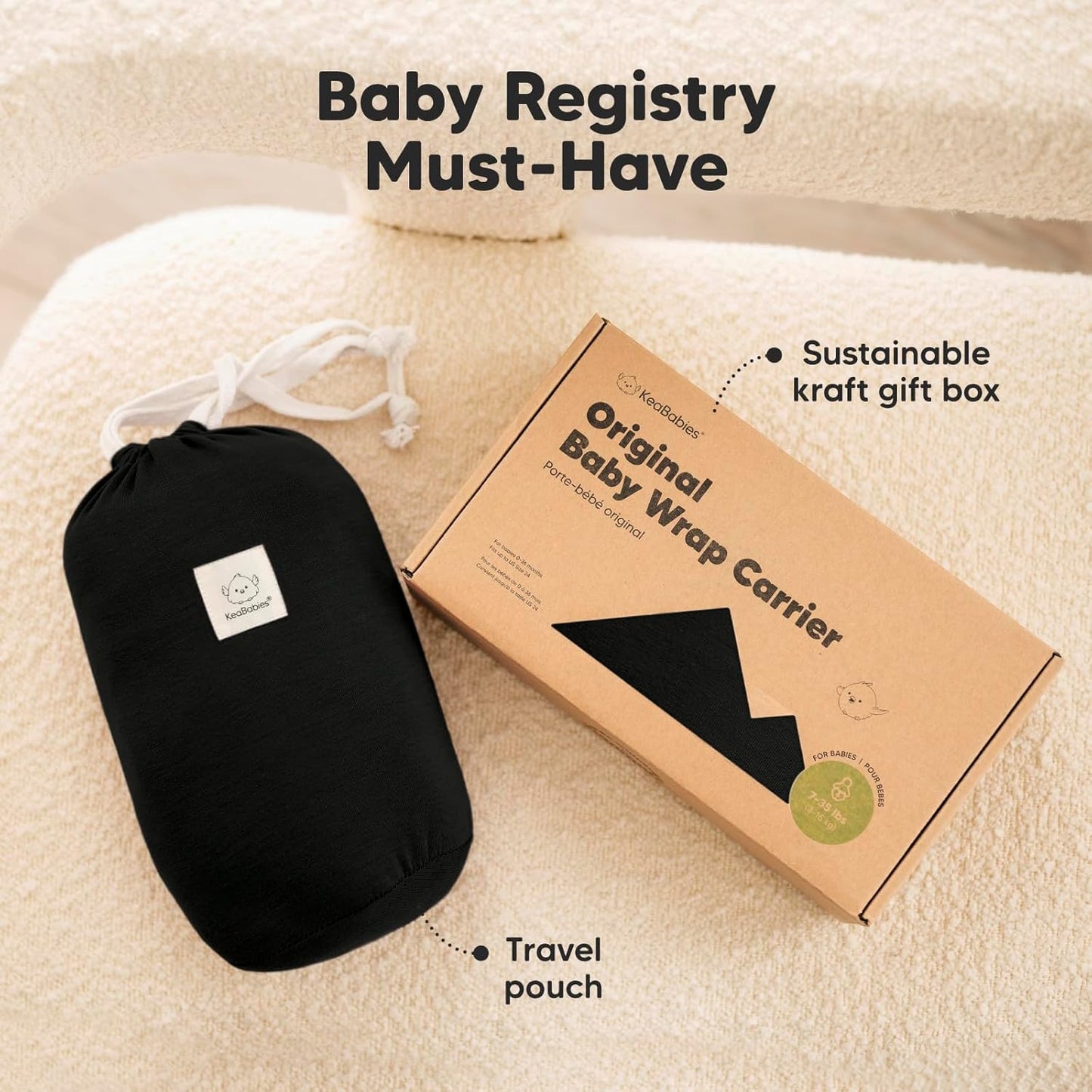 Baby Wrap Carrier - All in 1 Original Baby Carrier Newborn to Toddler Sling, Easy to Wear, Hands Free Bonding, Lightweight, Breathable Infant Wraps (Trendy Black)