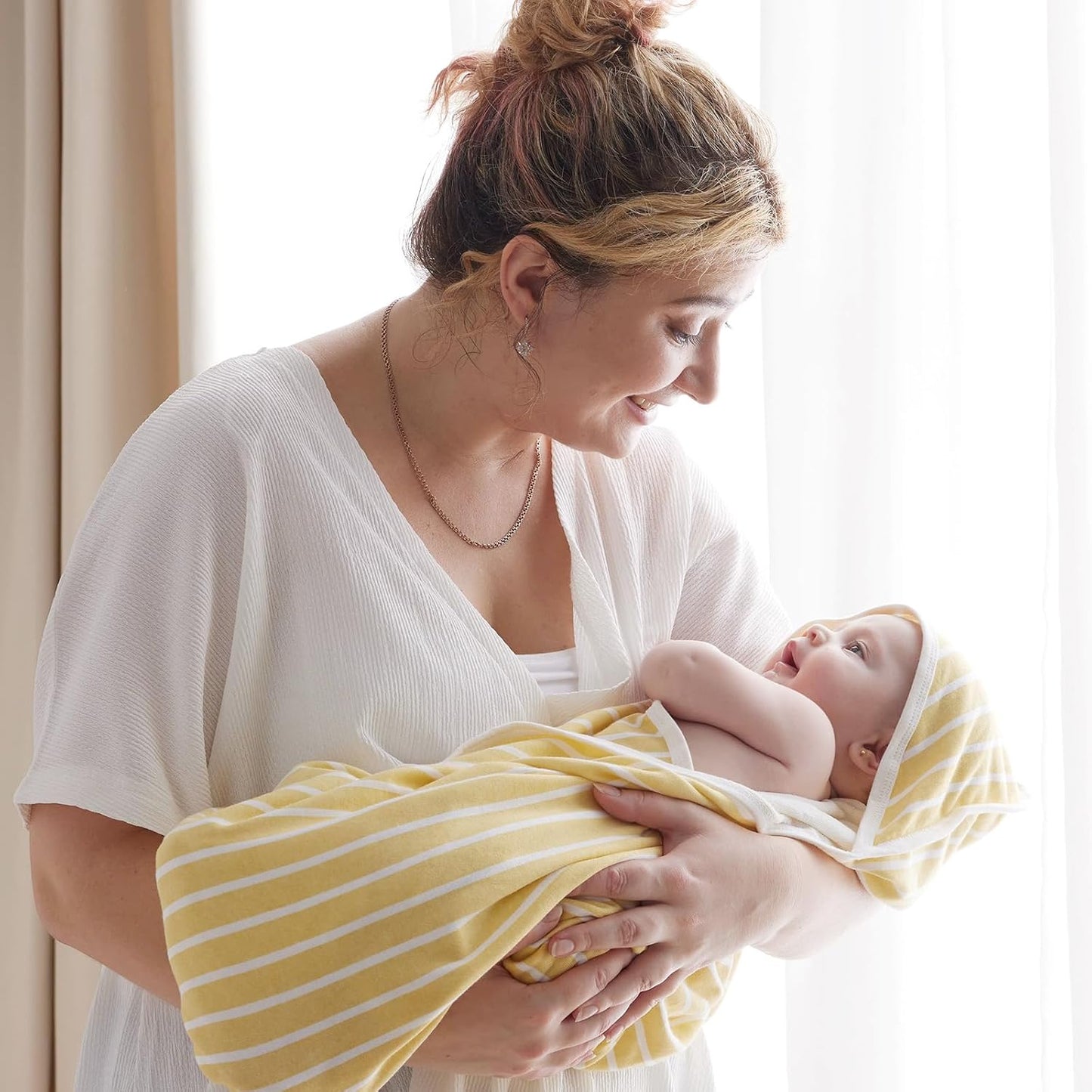 Baby Hooded Towel, 2 Pack Baby Towel Set, Super Soft Bath Towel with Original Design, Shower Gifts for Infant, Toddler (28 X 28 Inch, Lemon Leaves)
