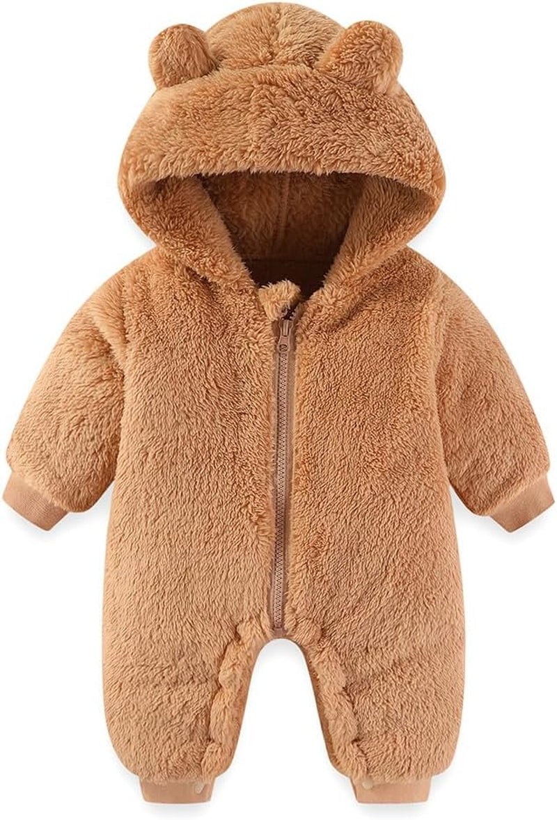 Newborn Baby Bear Onesie Outfit Suit Girls Boys Fleece Jumpsuit Romper Hooded Winter Snowsuit Clothes