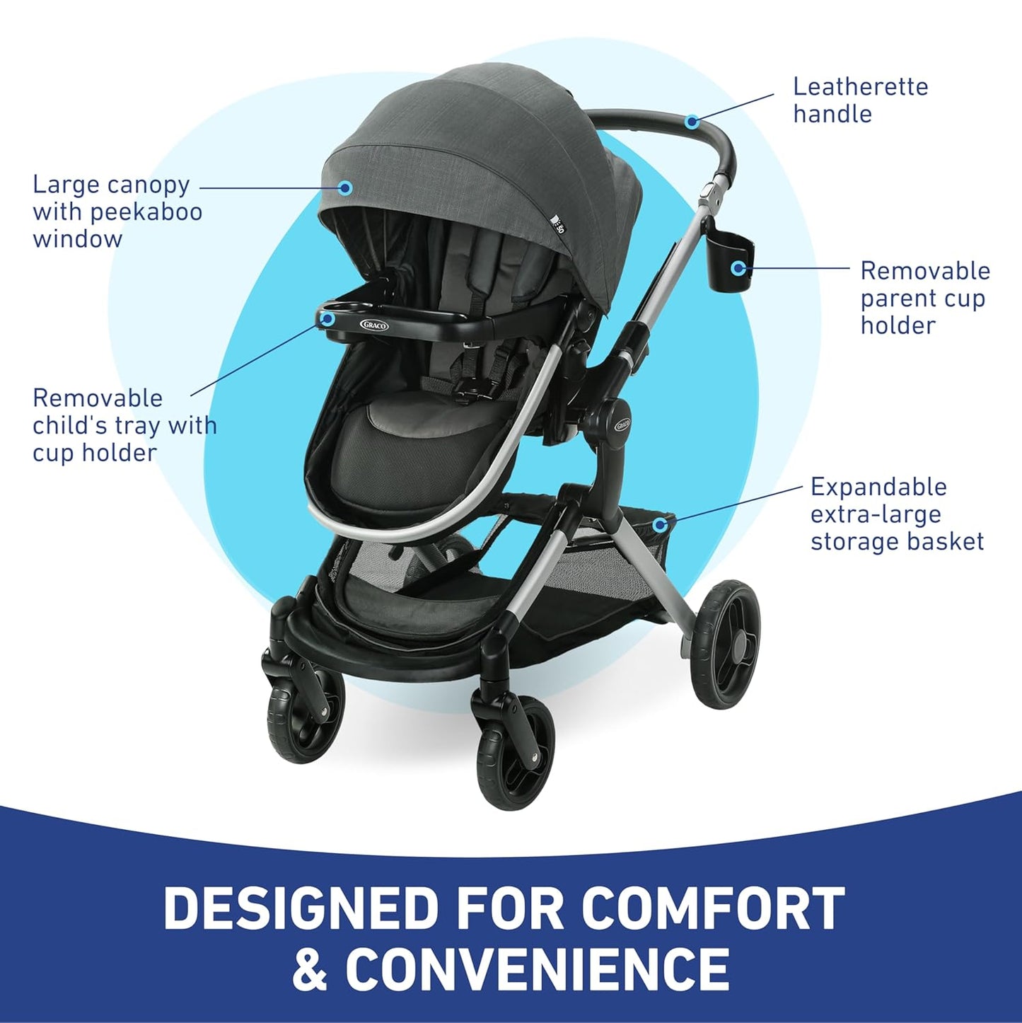 Modes Nest Travel System with Adjustable Reversible Seat, Pram Mode, Lightweight Aluminum Frame, and Snugride 35 Lite Elite Infant Car Seat, Sullivan