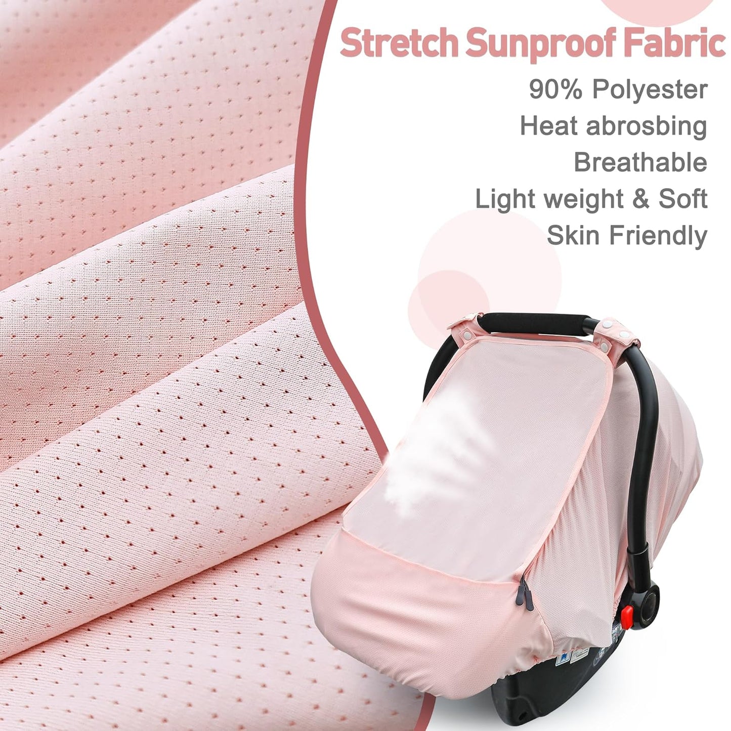 Baby Car Seat Cover,Sunproof Car Seat Canopy for Babies,Baby Girl Car Seat Cover, Baby Car Seat Sun Shade Cover, Infant Carseat Covers for Summer/Spring Use(Pink)