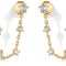 14K Gold Plated Delicate CZ Chain Earrings for Women - Double Piercing Dangle Chain Studs - Cubic Zirconia Earscapes