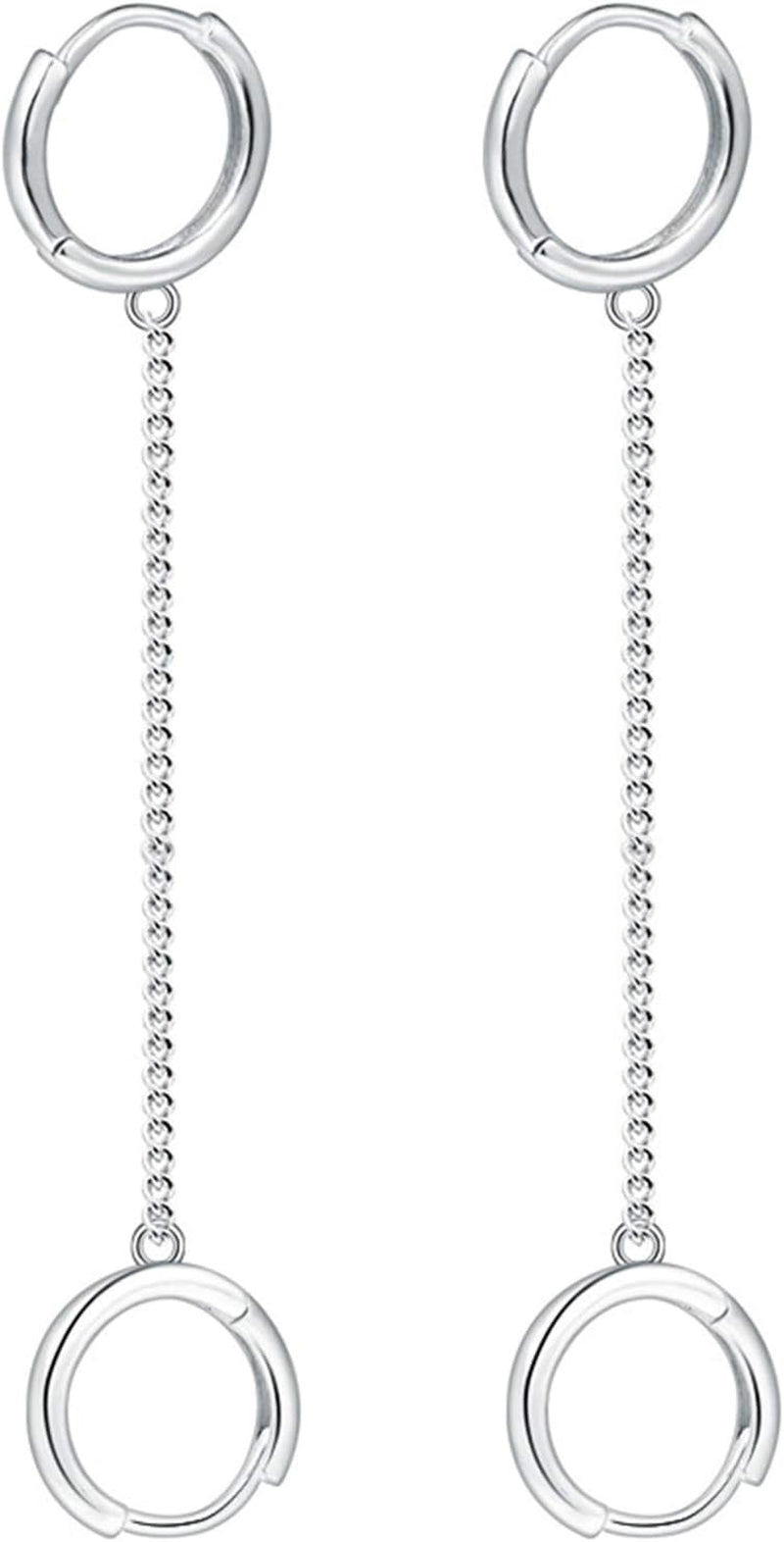Unique Small Silver Chain Handcuff Hoop Earrings Double Piercing Dangle Drop Cartilage Earrings Chic Chain Huggie Hoop Earrings for Men Women Statement Jewelry Gifts