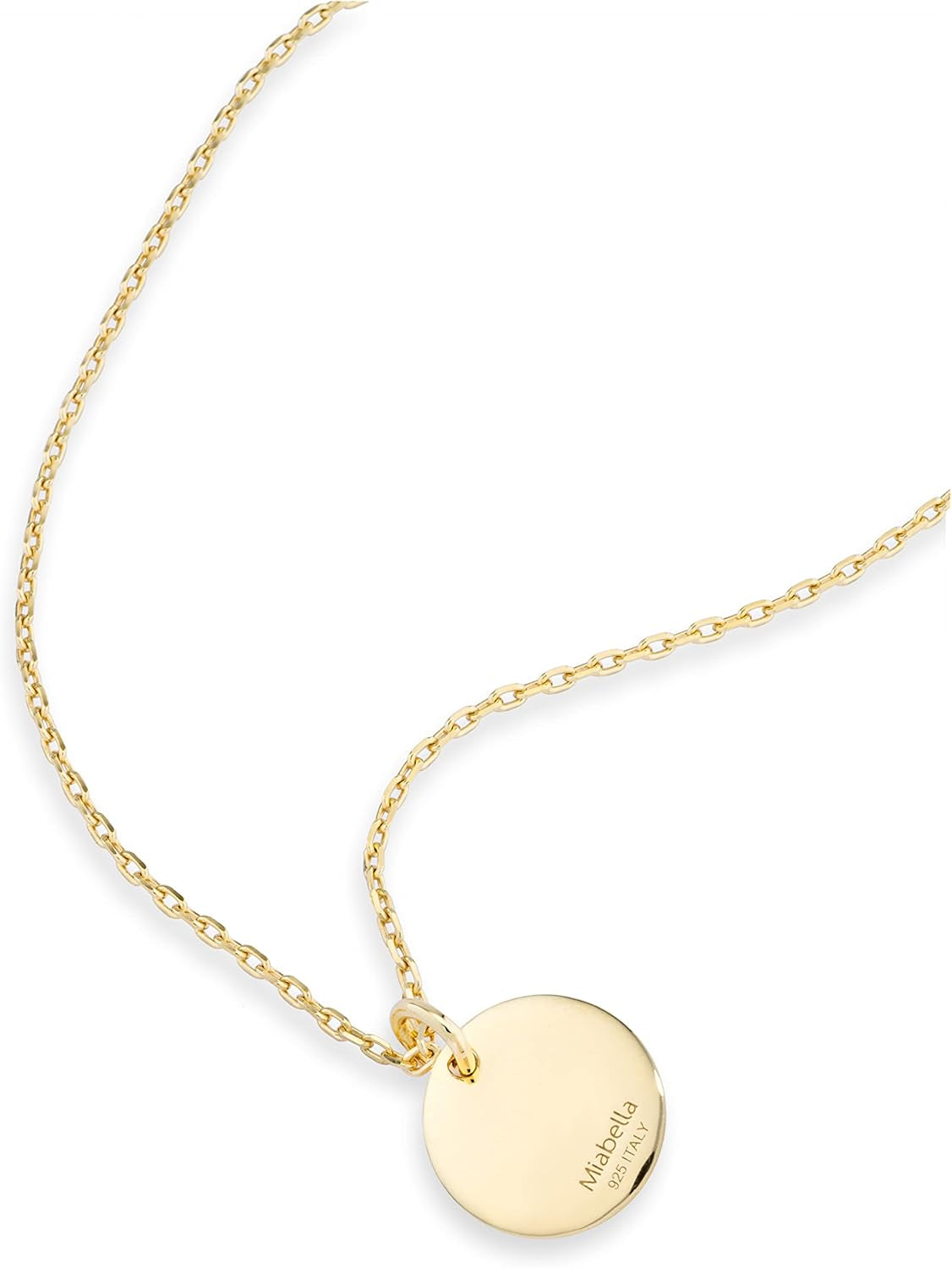 925 Sterling Silver or 18K Yellow Gold Plated Dainty round Initial Pendant Necklace for Women, Adjustable Chain 18 to 20 Inch, Letters A-Z, Made in Italy