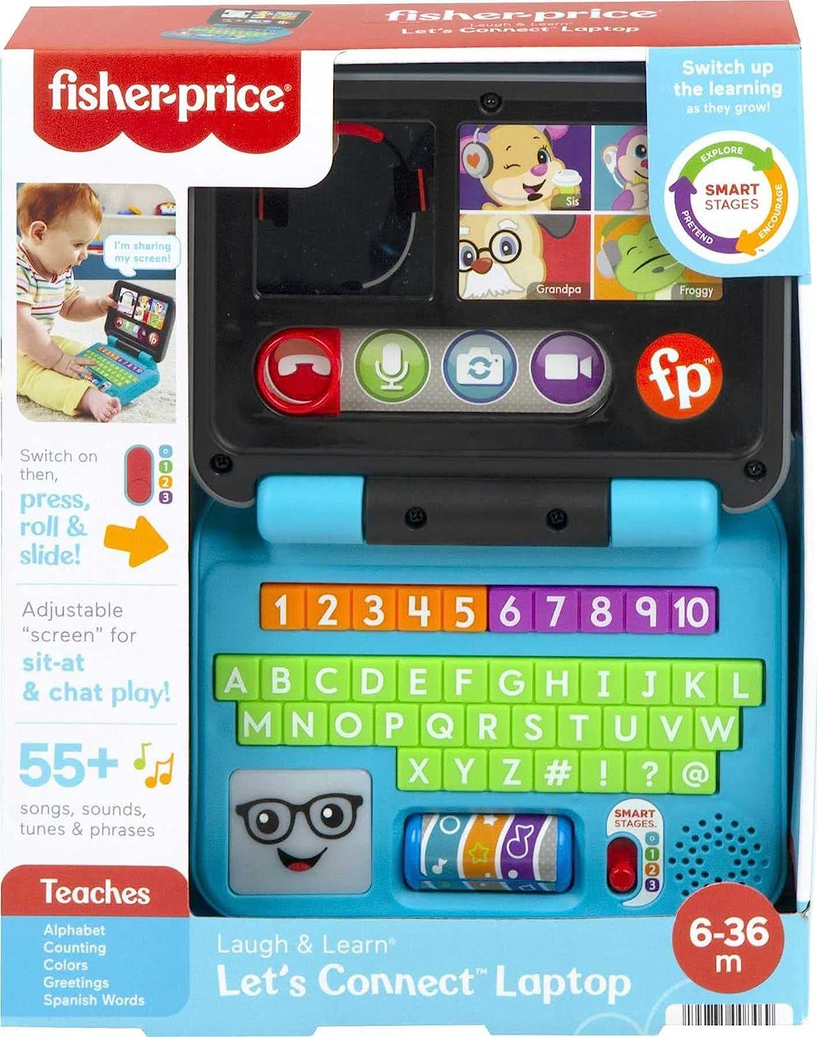 Baby & Toddler Toy Laugh & Learn Let’S Connect Laptop Pretend Computer with Smart Stages for Infants Ages 6+ Months